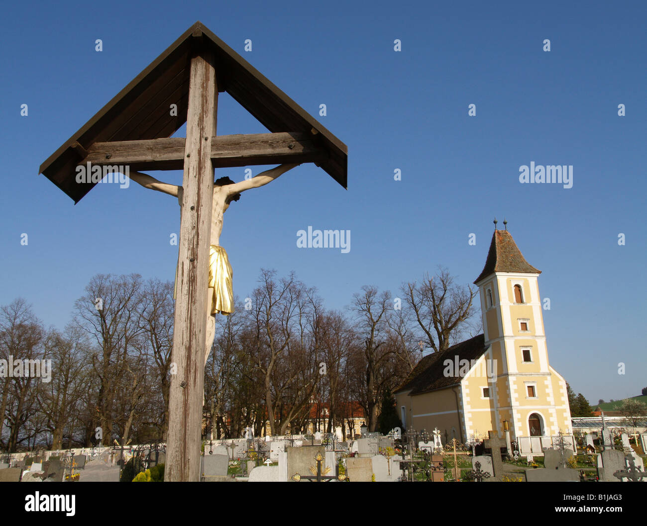 monastery Stift Vorau, cemetery with church, Austria, Vorau Stock Photo