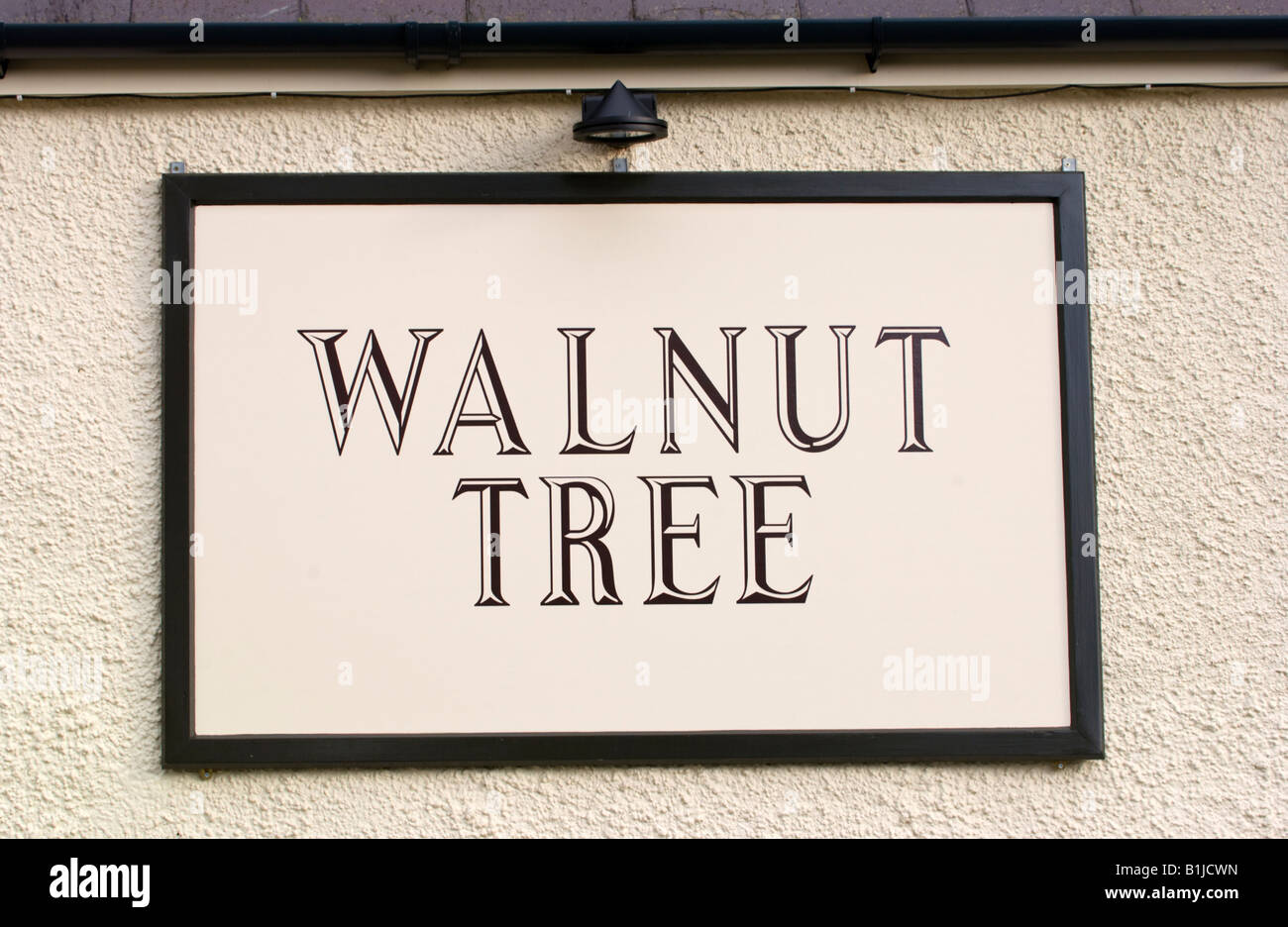 Sign outside The Walnut Tree Restaurant Llanddewi Skirrid Abergavenny Monmouthshire Wales UK EU Stock Photo