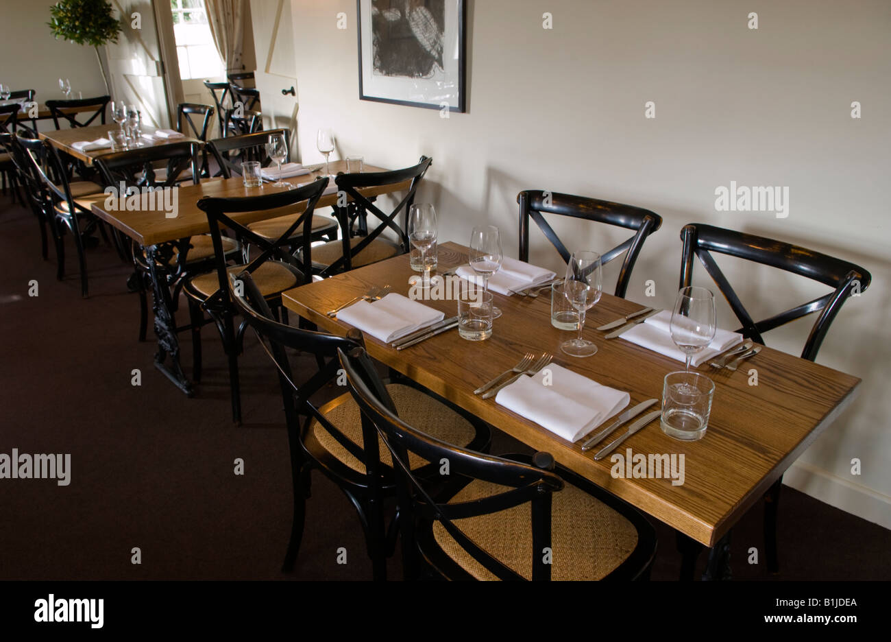 Dining room layout in The Walnut Tree Restaurant Llanddewi Skirrid Abergavenny Monmouthshire Wales UK Stock Photo