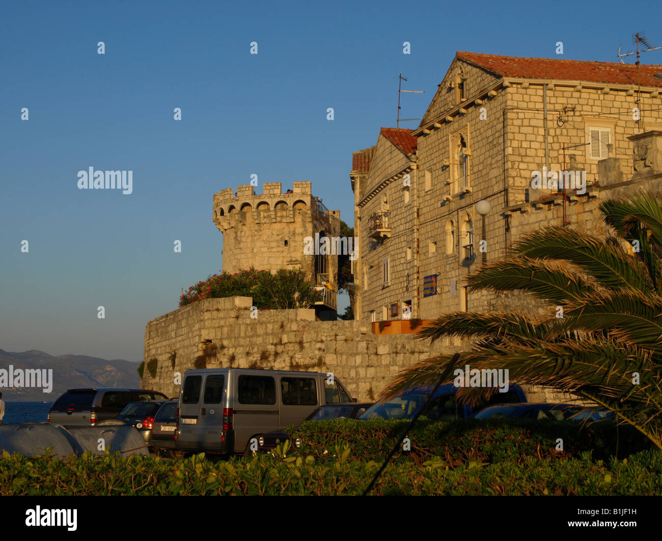 tower and town wall of Korcula, Croatia, Korcula Stock Photo - Alamy