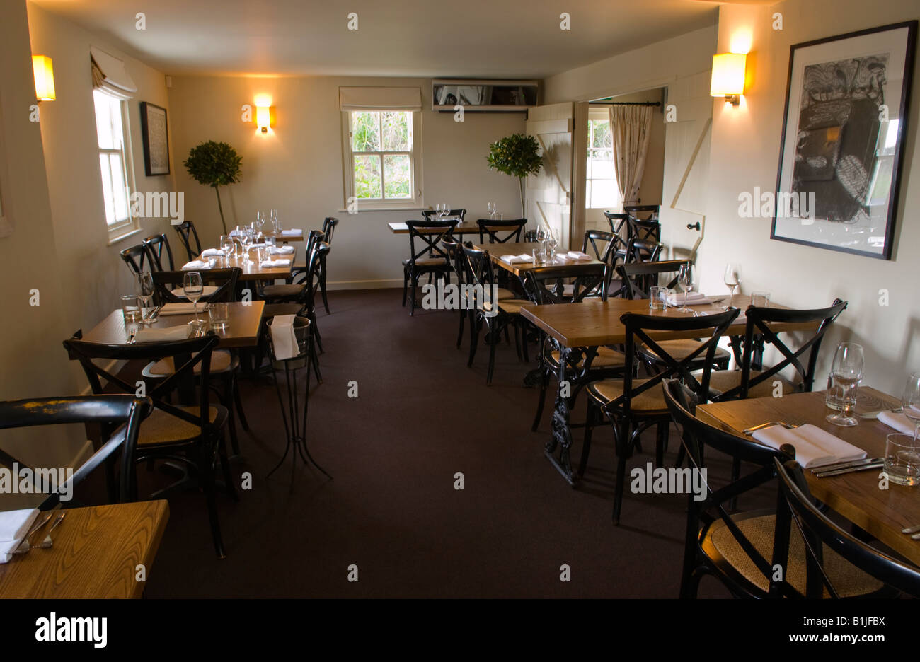 Dining room layout in The Walnut Tree Restaurant Llanddewi Skirrid Abergavenny Monmouthshire Wales UK Stock Photo