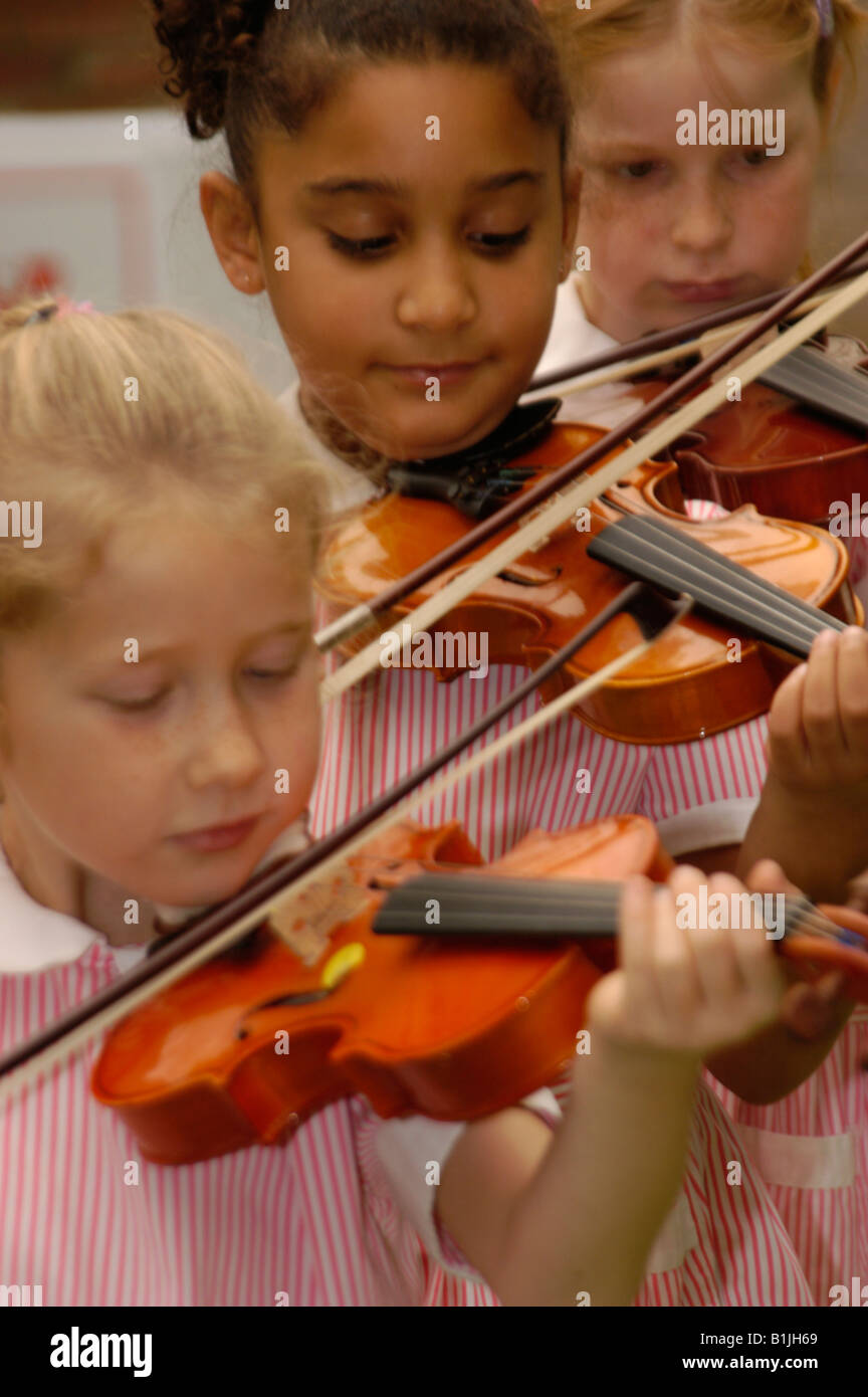 children learning music Stock Photo