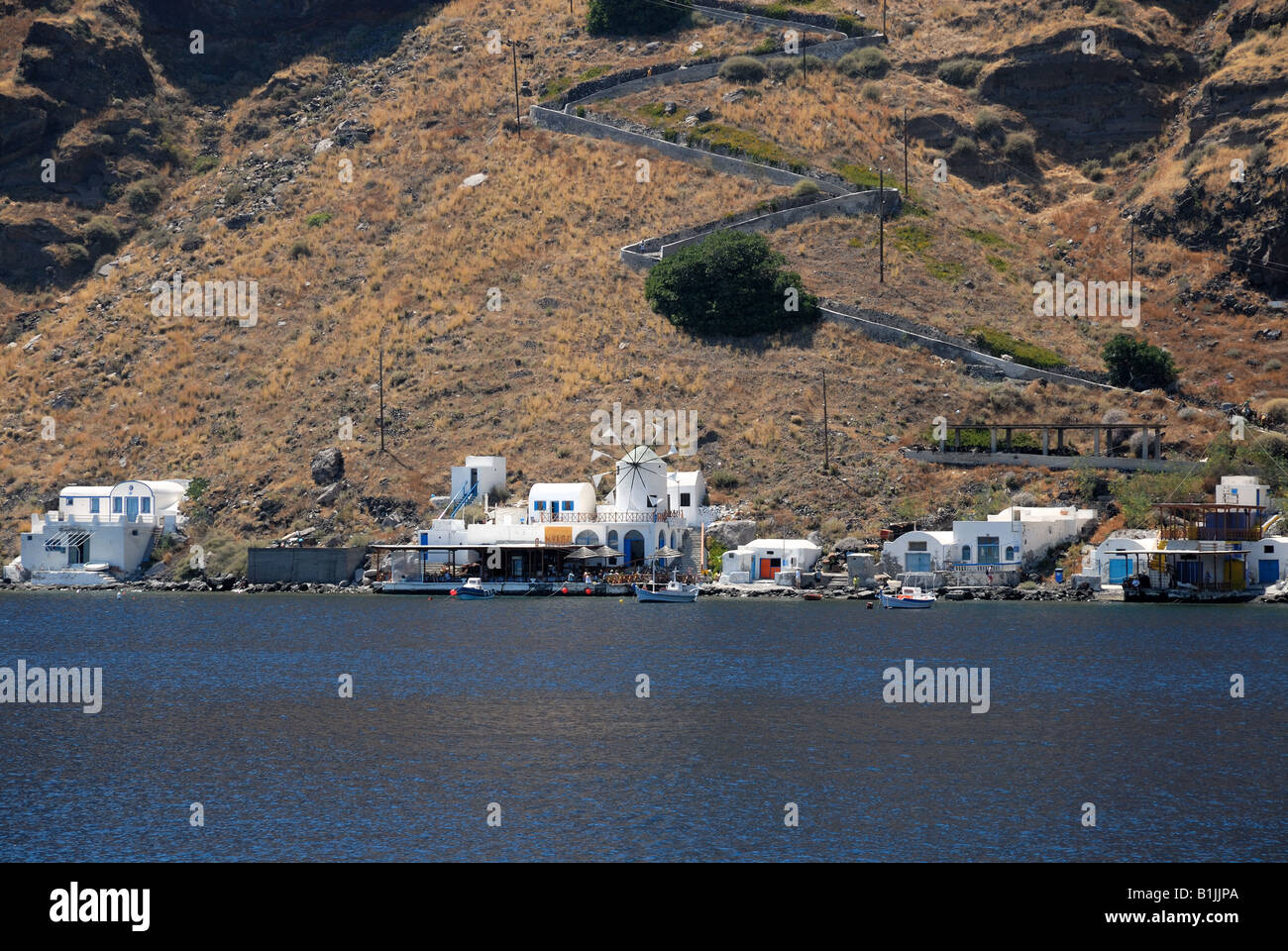 Village on the island Thirassia near Santorini, Greece Stock Photo