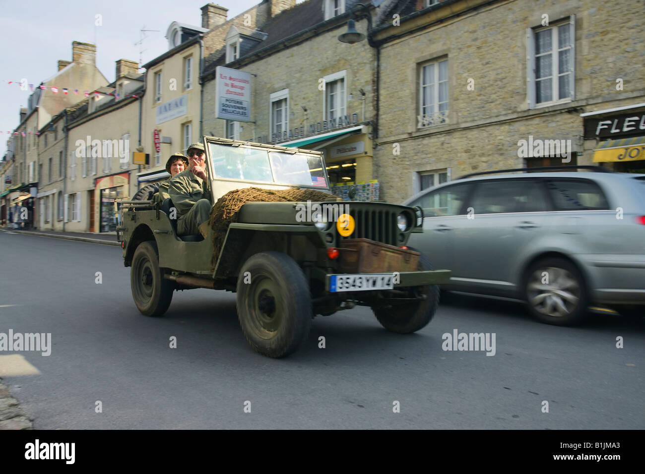 France. WWII reconstruction at Ste. Mere Eglise Stock Photo