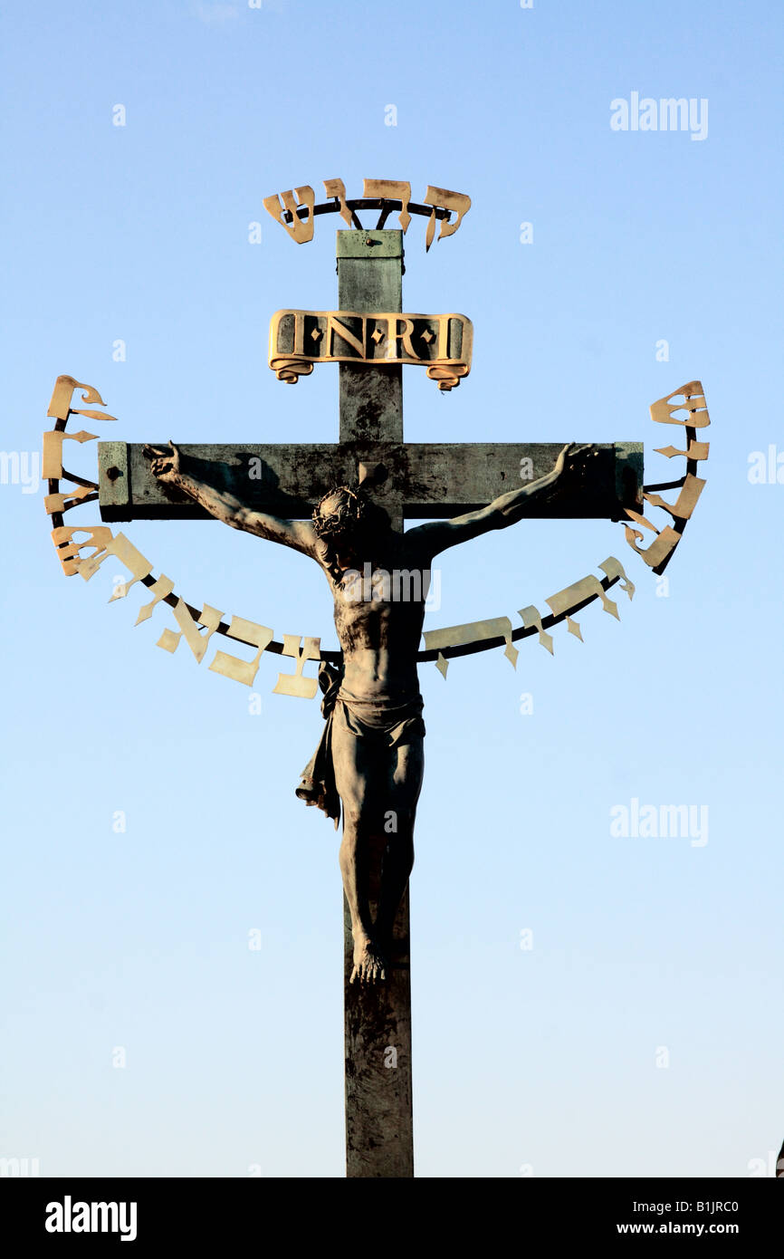 Calvary with the Hebrew Inscription, Kadosh, kadosh, kadosh on the Charles Bridge in Prague