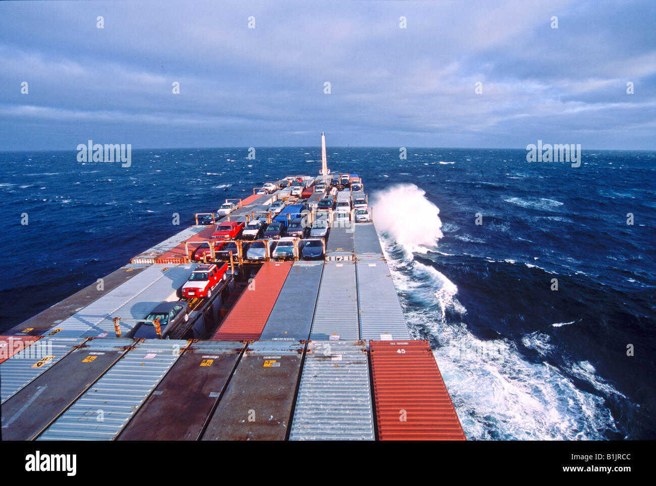 Pacific Ocean. Container vessel, Horizon Anchorage delivers between