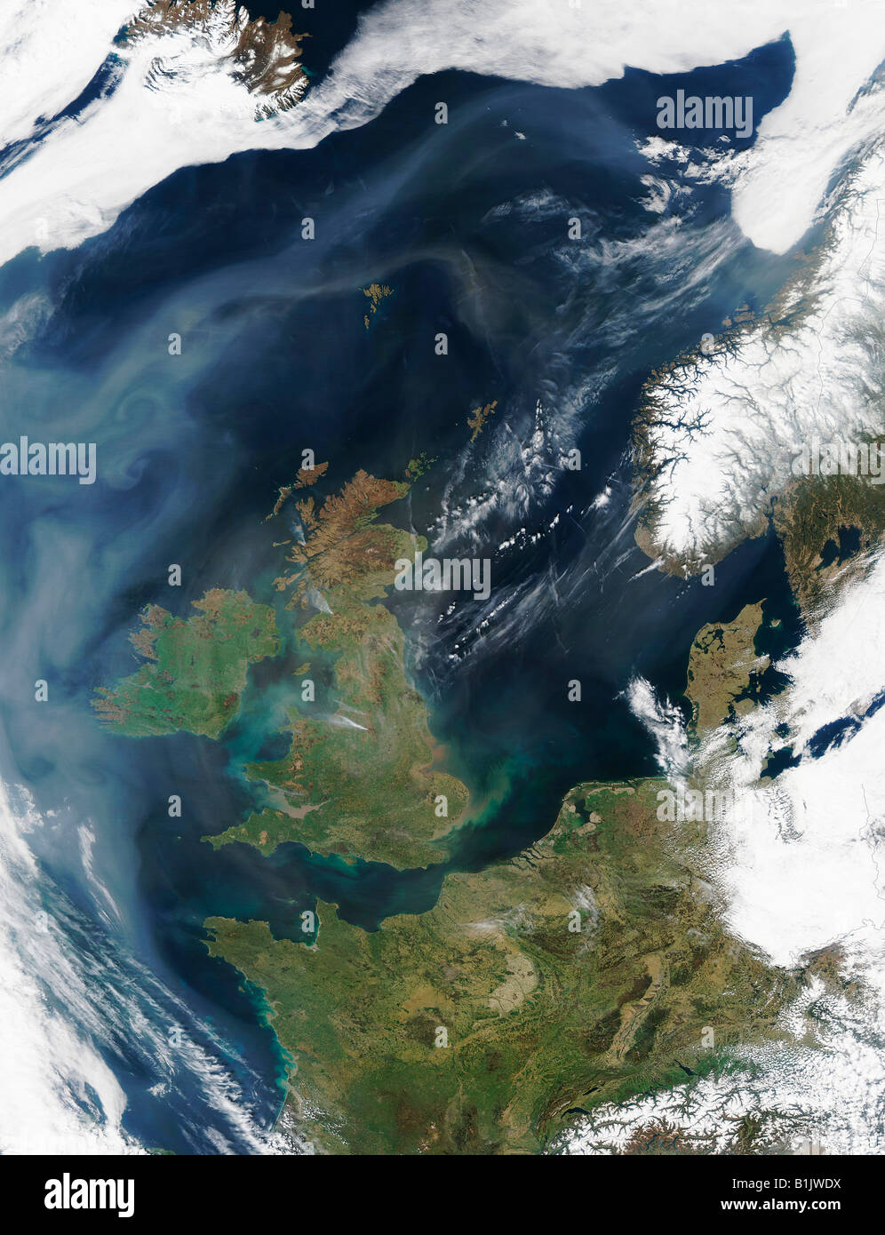 Satellite Image of The United Kingdom and Western Europe Stock Photo