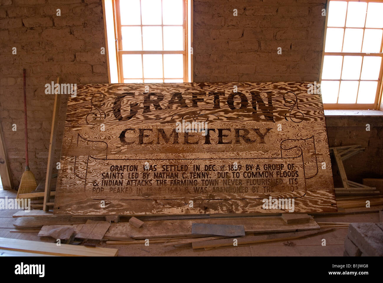 Grafton Cemetery sign,historic Grafton ghost town, near Zion National
