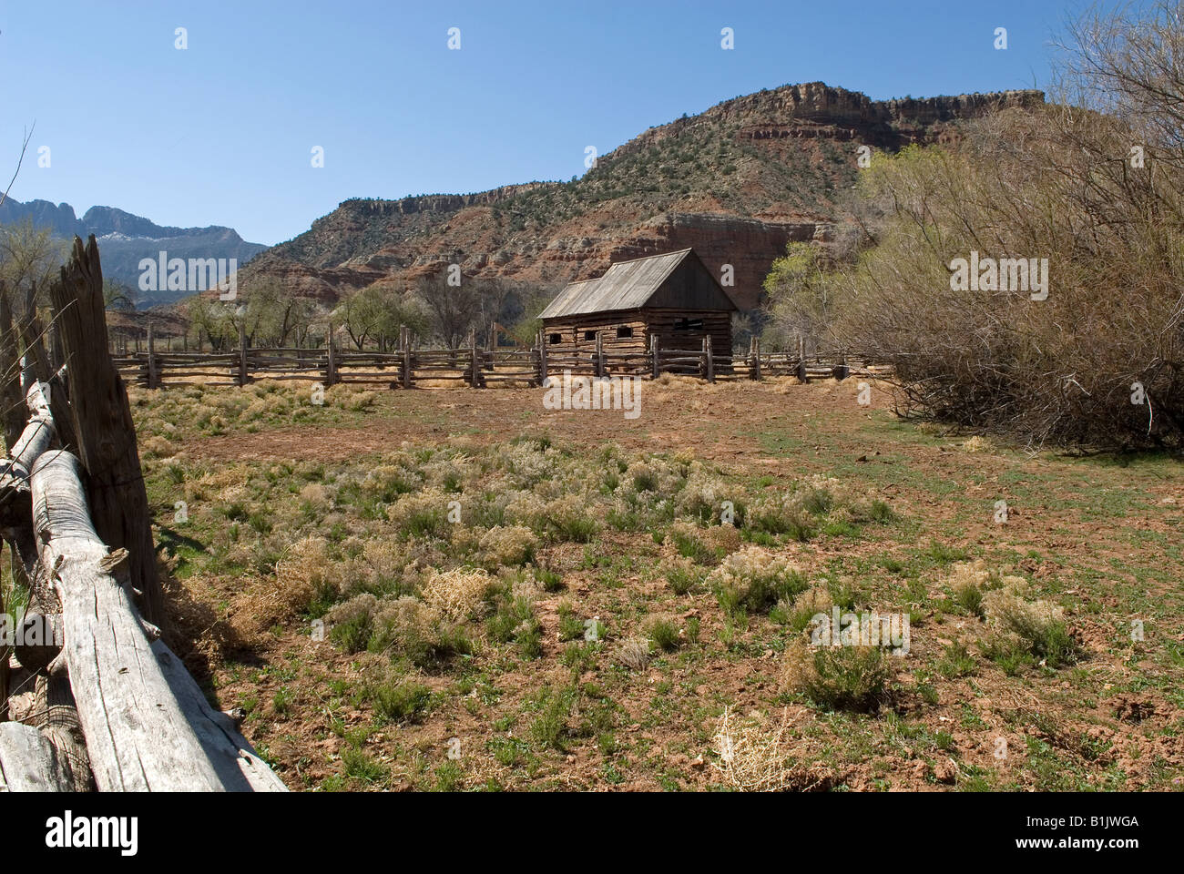 Deserted dwelling, historic Grafton ghost town, near Zion National Park, Utah, USA Stock Photo