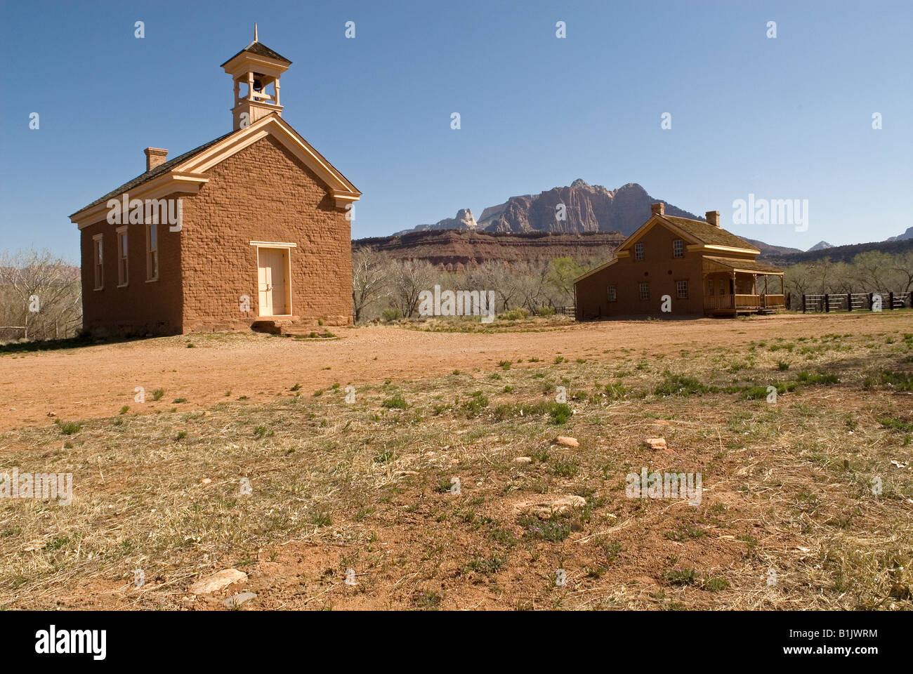 The old Church / School Historic Ghost Town, Grafton, Utah, USA. Stock Photo