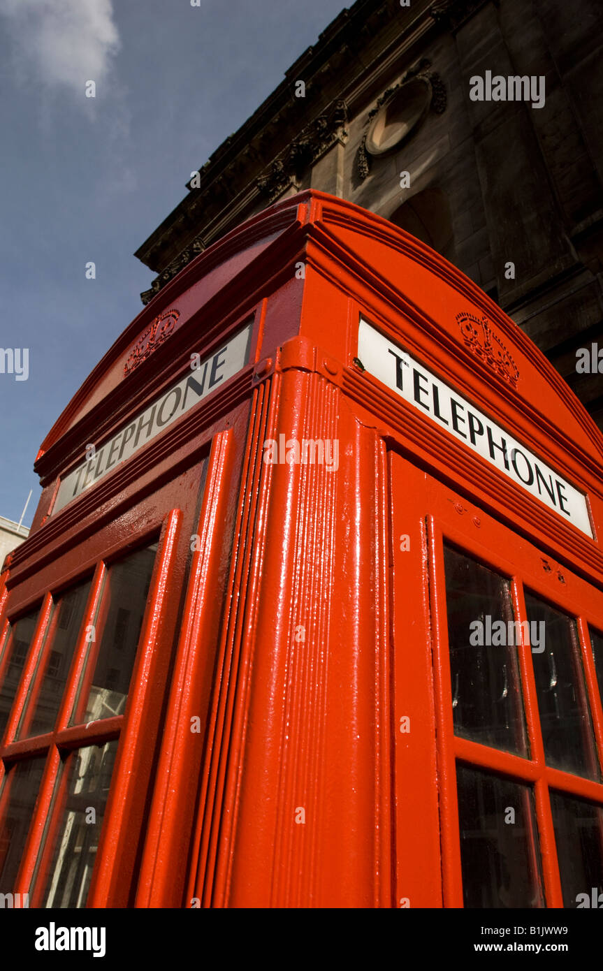 red telephone box against blue sky Liverpool town Hall Stock Photo Alamy