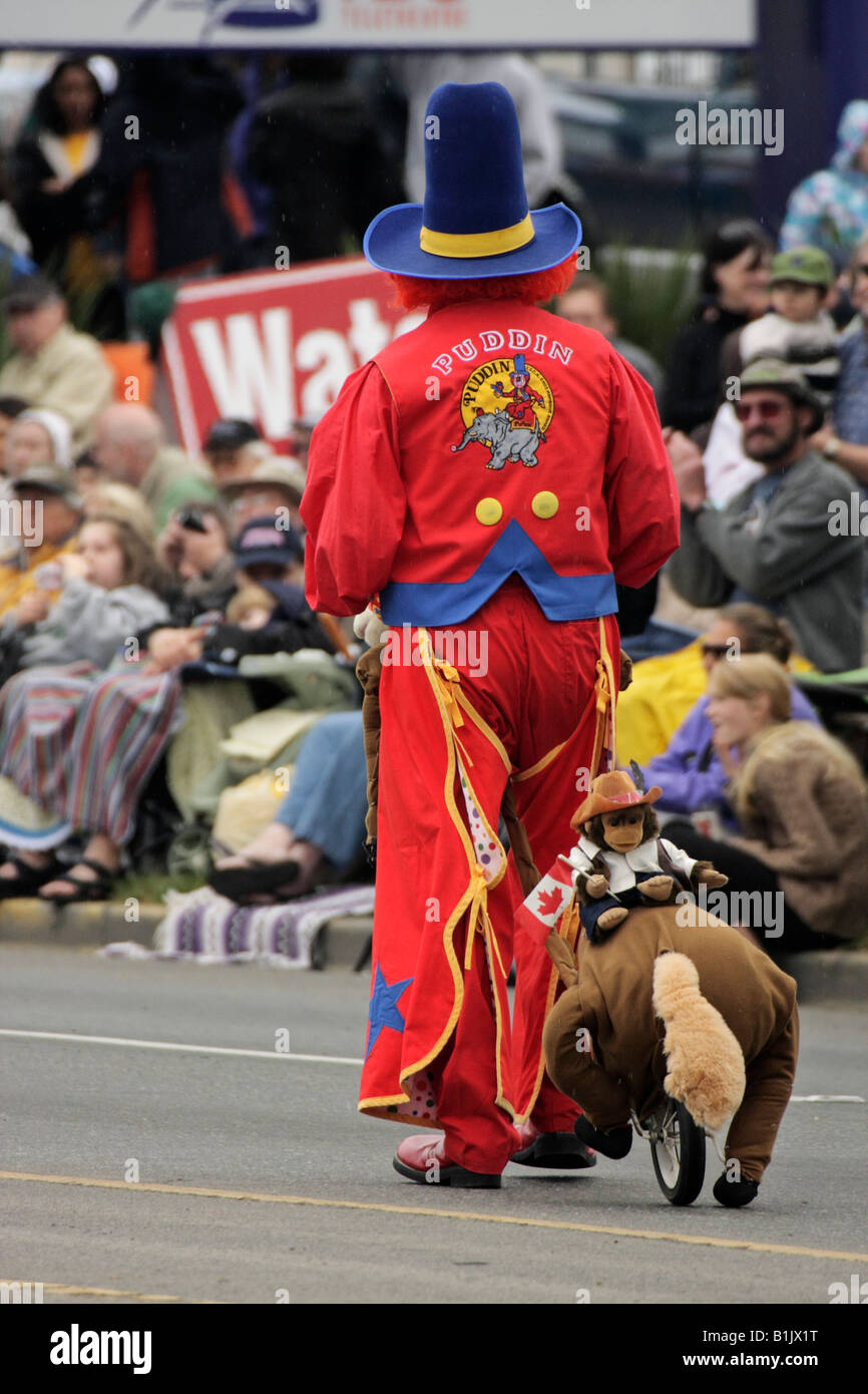 Clown marching in annual Victoria Day parade Victoria British Columbia