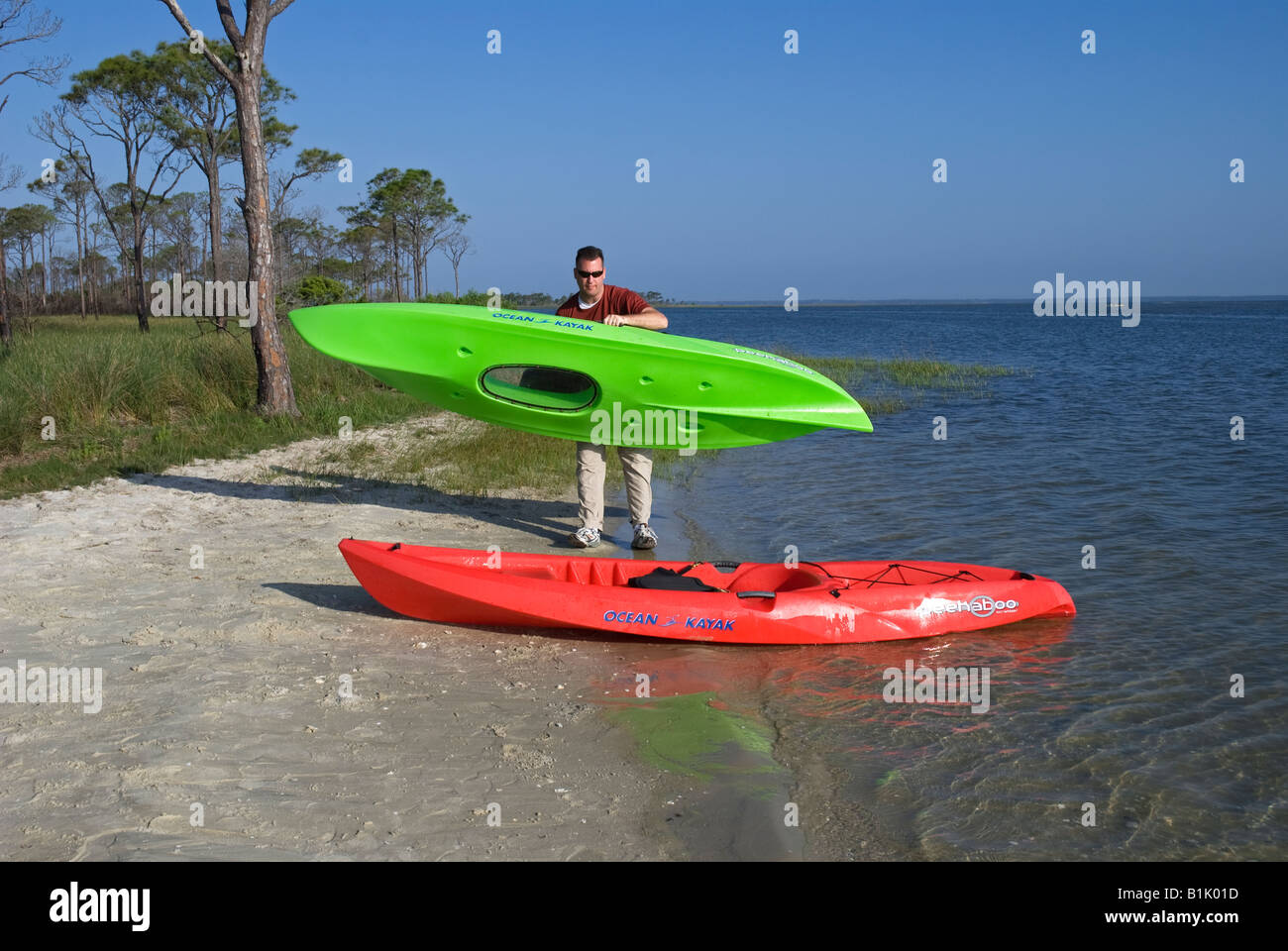 preparing to go kayaking, North Florida Stock Photo