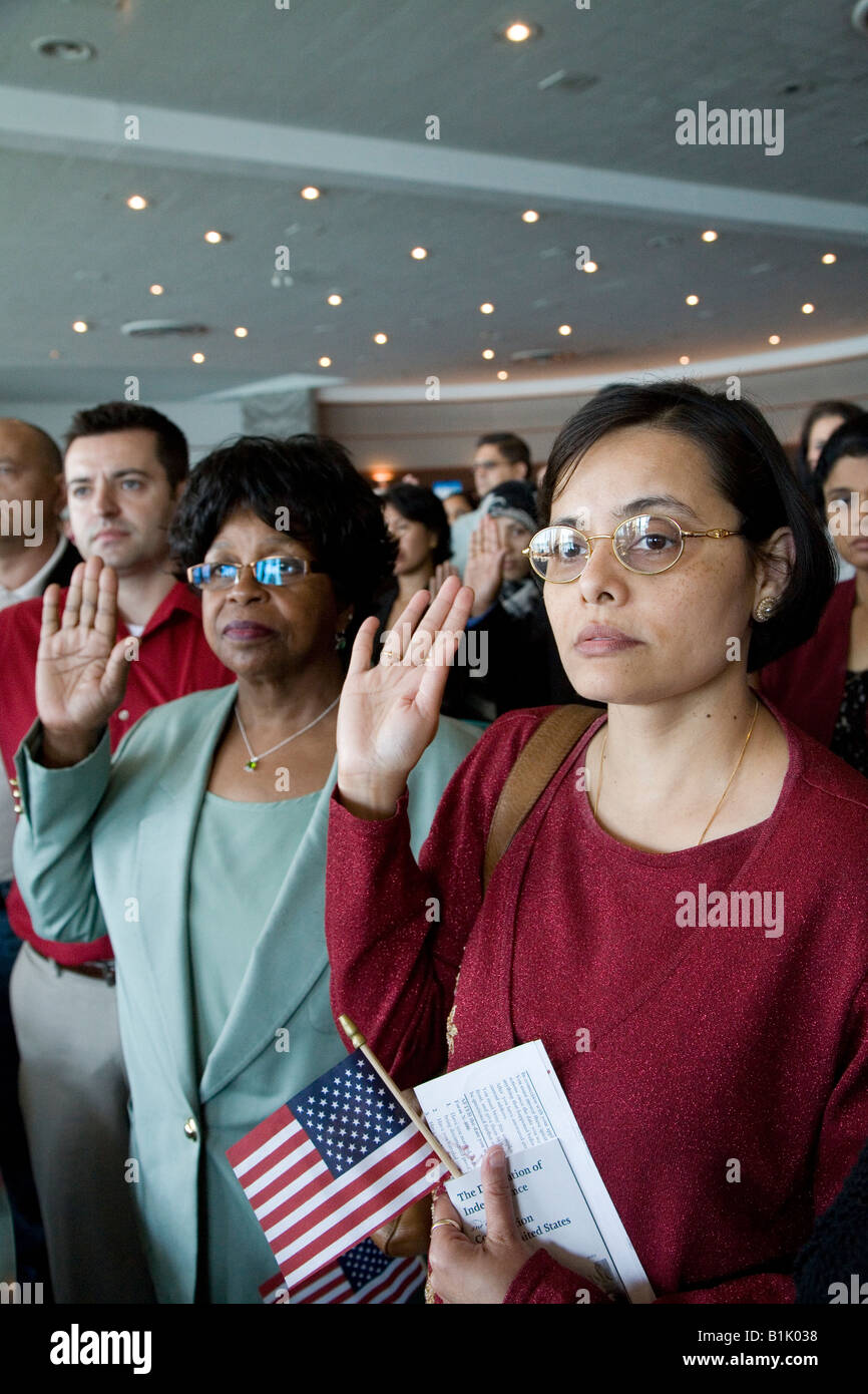 Immigrants Sworn In as New Citizens of USA Stock Photo