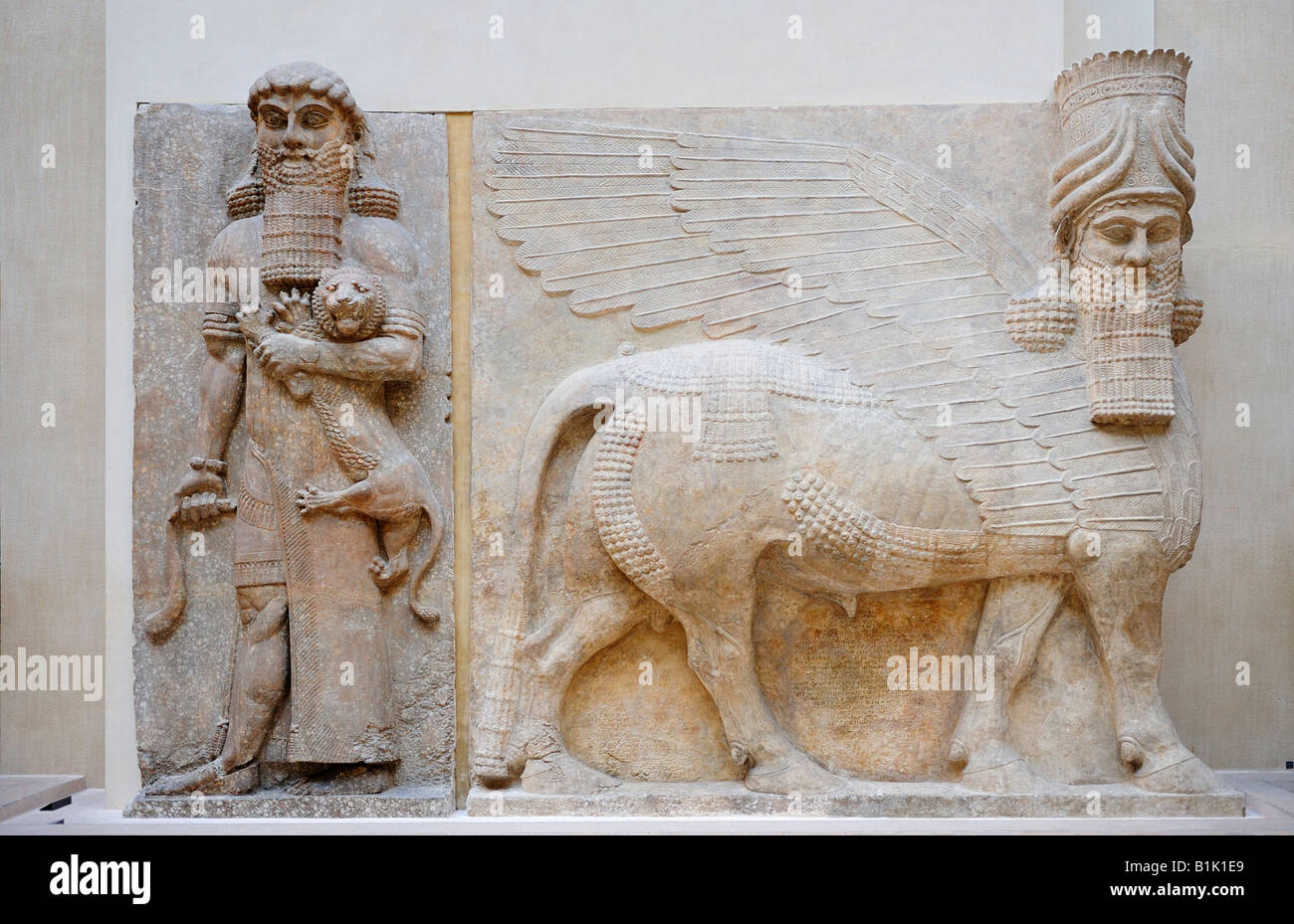 Winged human-headed bull Mesopotamia  Oriental civilisations Richelieu room louvre museum Neo-Assyrian Period, reign of Sargon Stock Photo
