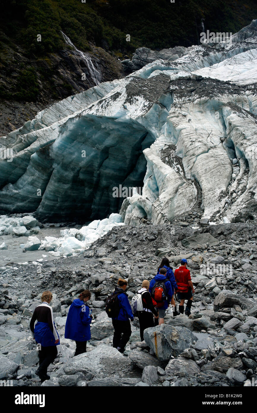 Hiking the Franz Josef Glacier on the South Island of New Zealand Stock Photo
