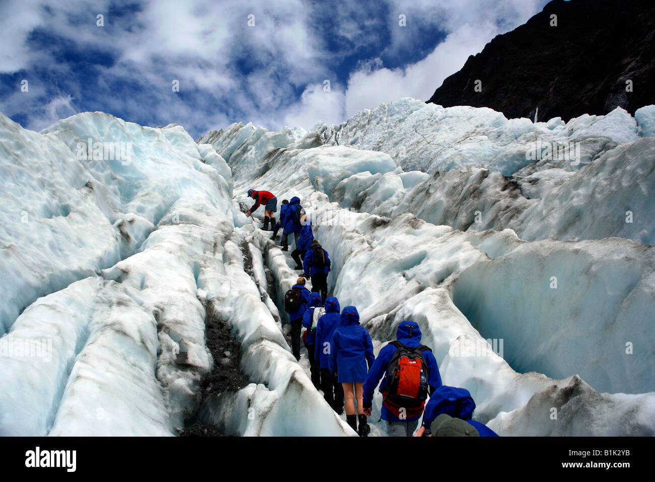 Hiking the Franz Josef Glacier on the South Island of New Zealand Stock Photo