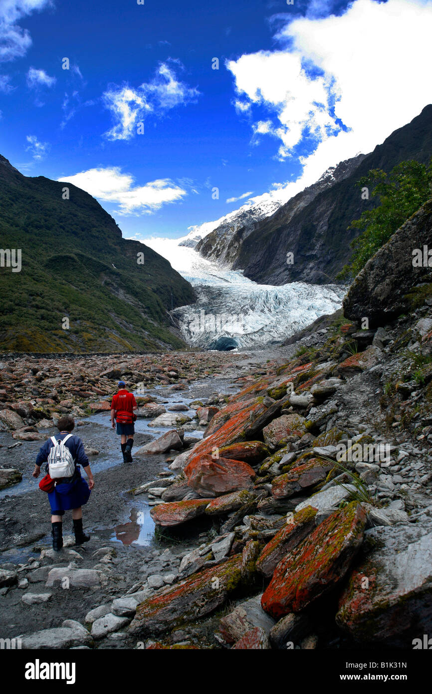 Hiking the Franz Josef Glacier on the South Island of New Zealand Stock Photo