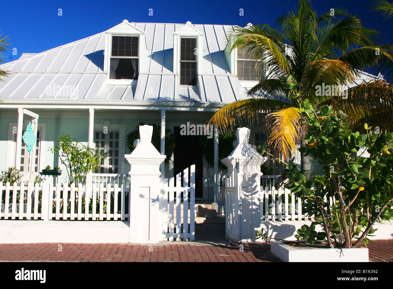 Colorful house in Grand Turk Stock Photo