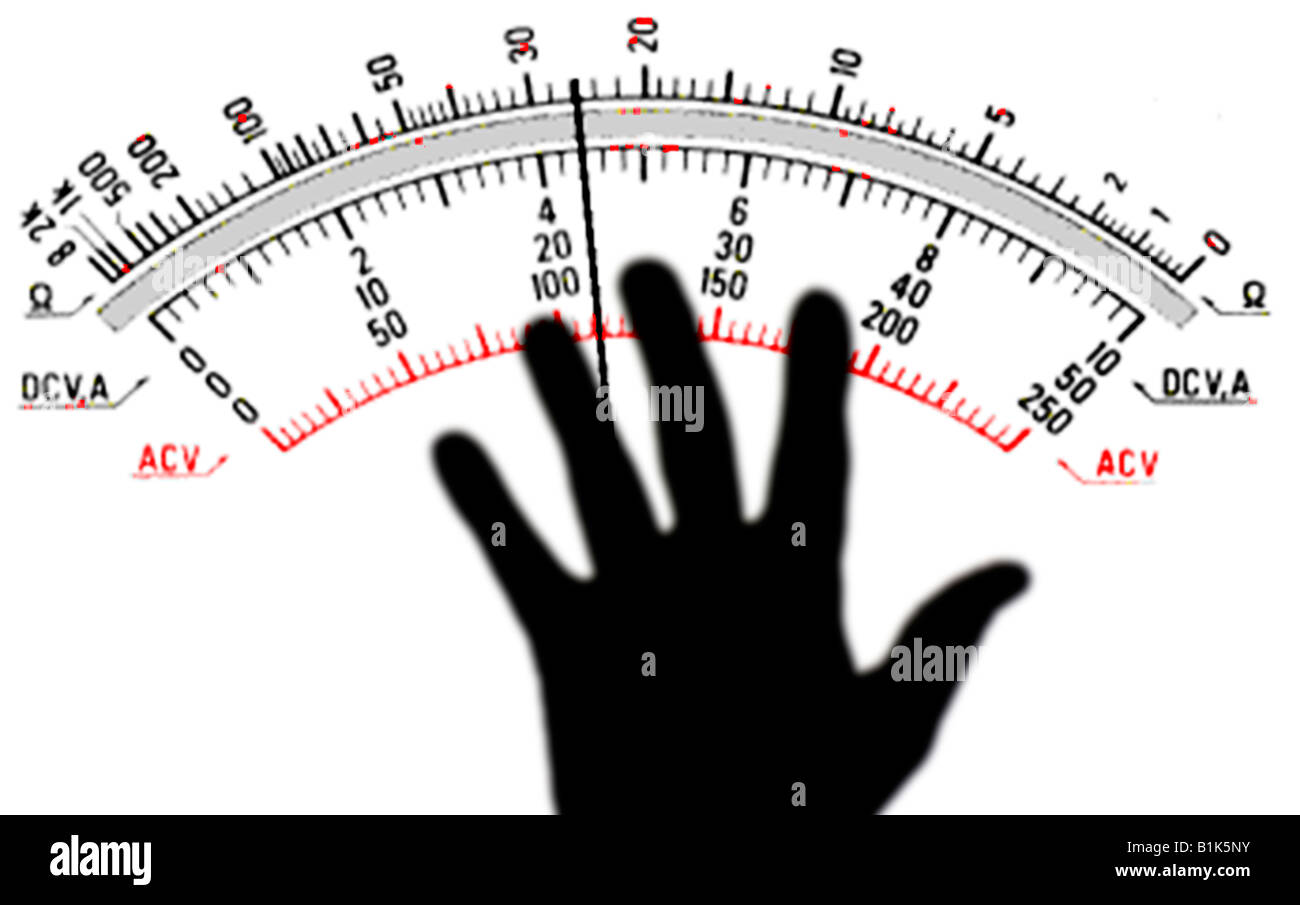 abstract image of  human hand and electrical gauge Stock Photo
