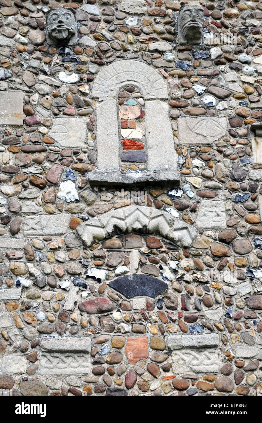 Wall of Church of St Andrew and St Mary, Grantchester, Cambridgeshire, England, UK Stock Photo