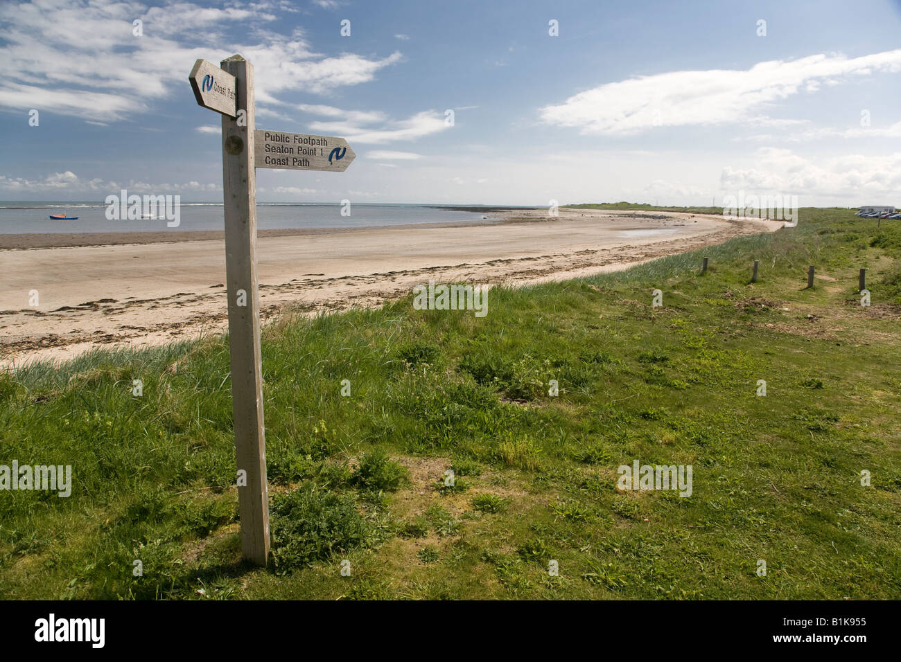 Signpost Northumberland Coastal Path England Stock Photo