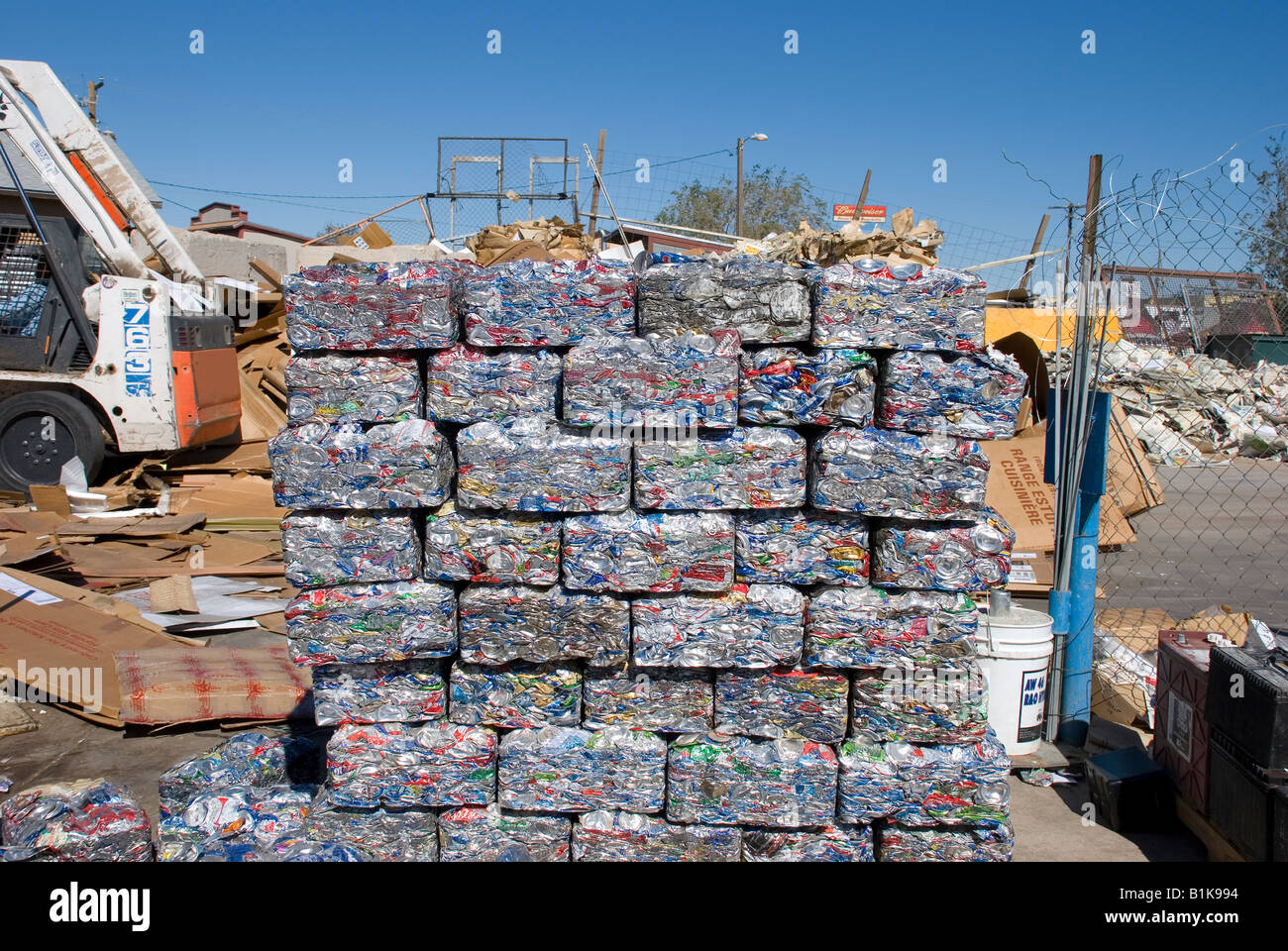 Bundle of compressed aluminum cans for recycling Stock Photo Alamy