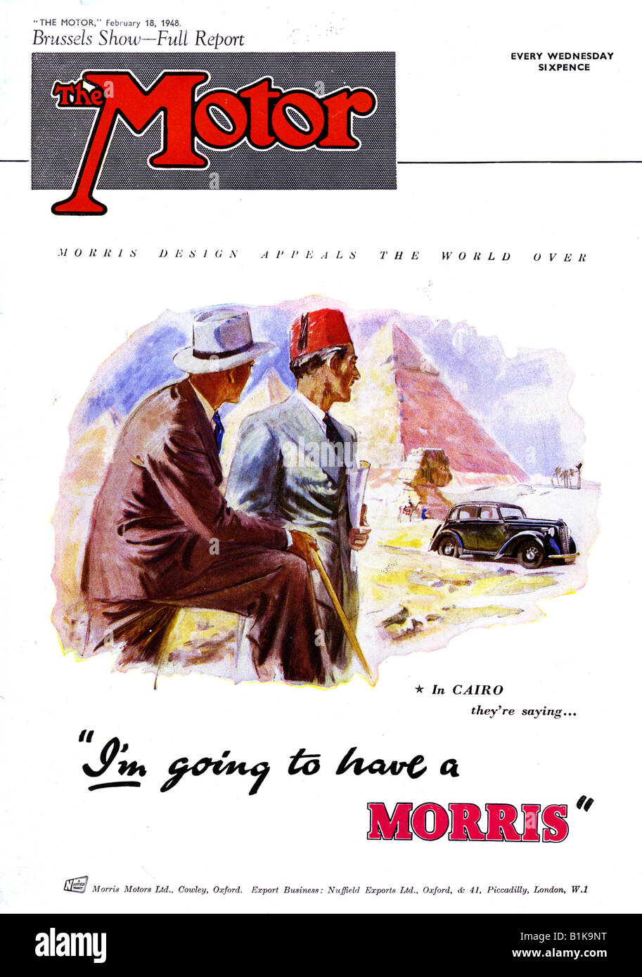 The Motor Magazine 18 February 1948 front cover featuring Morris Motors Ltd FOR EDITORIAL USE ONLY Stock Photo