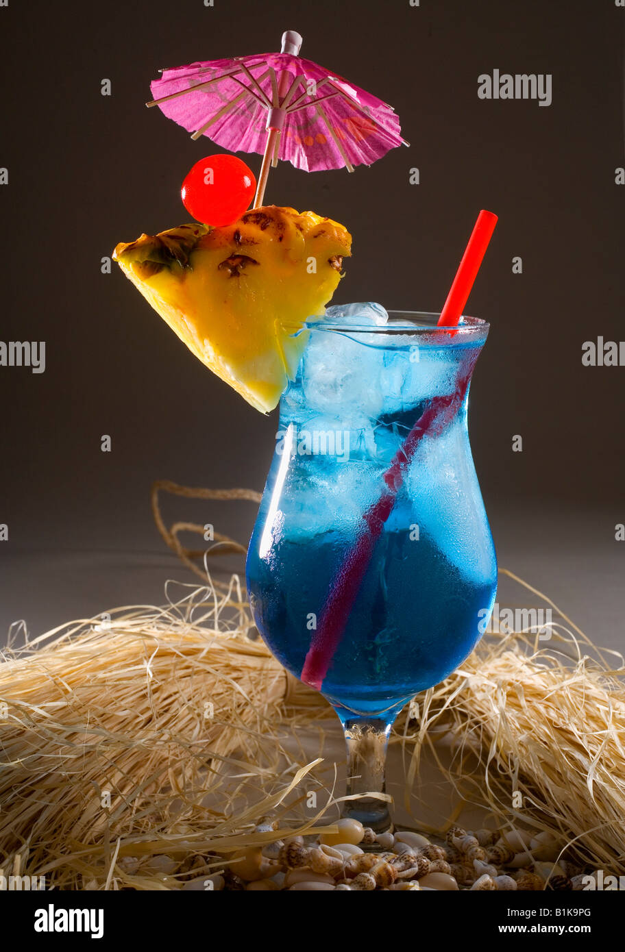 The Hawaiian tropical drink called a 'Blue Hawaii' Stock Photo