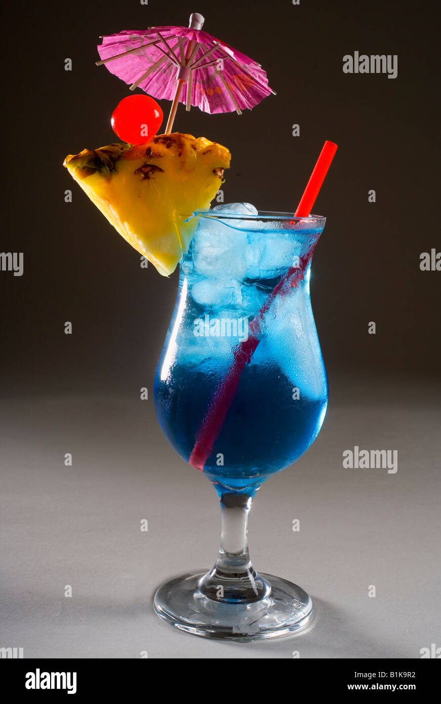 The Hawaiian tropical drink called a 'Blue Hawaii' Stock Photo