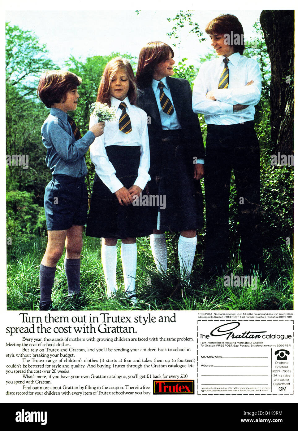 1970s Catalogue Shopping Gratton Catalogue featuring Trutex Children's clothes advertisement 1978 FOR EDITORIAL USE ONLY Stock Photo