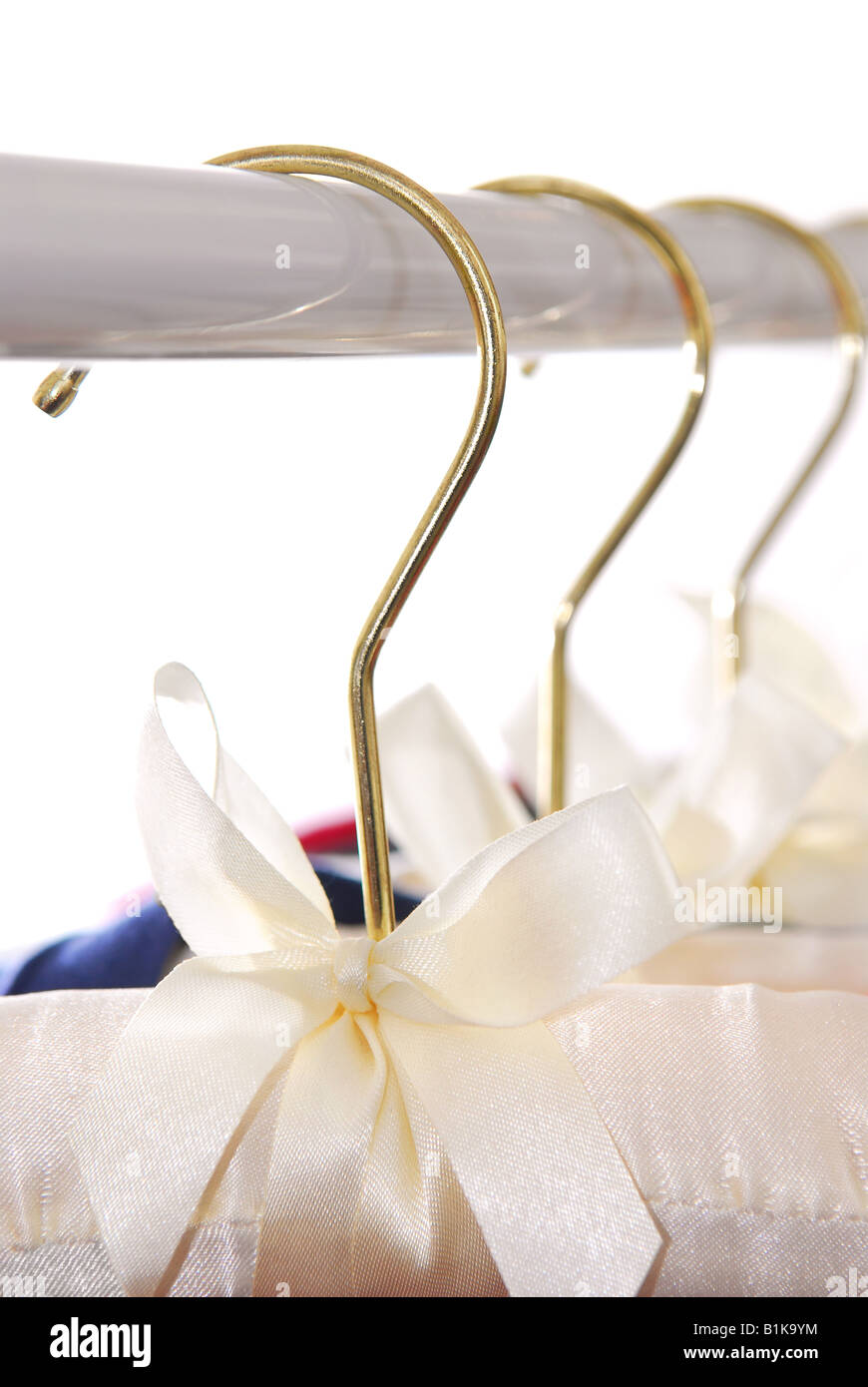 Luxury padded dress hangers on a clothes rack Stock Photo Alamy