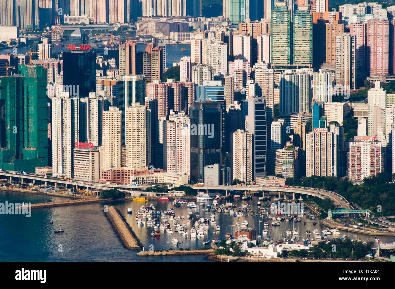 Causeway Bay typhoon shelter and Tai Hang district Hong Kong Island. Stock Photo