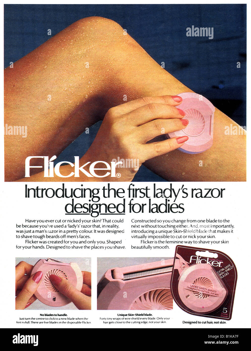 1980 advertisement for the Flicker Lady's Razor FOR EDITORIAL USE ONLY Stock Photo