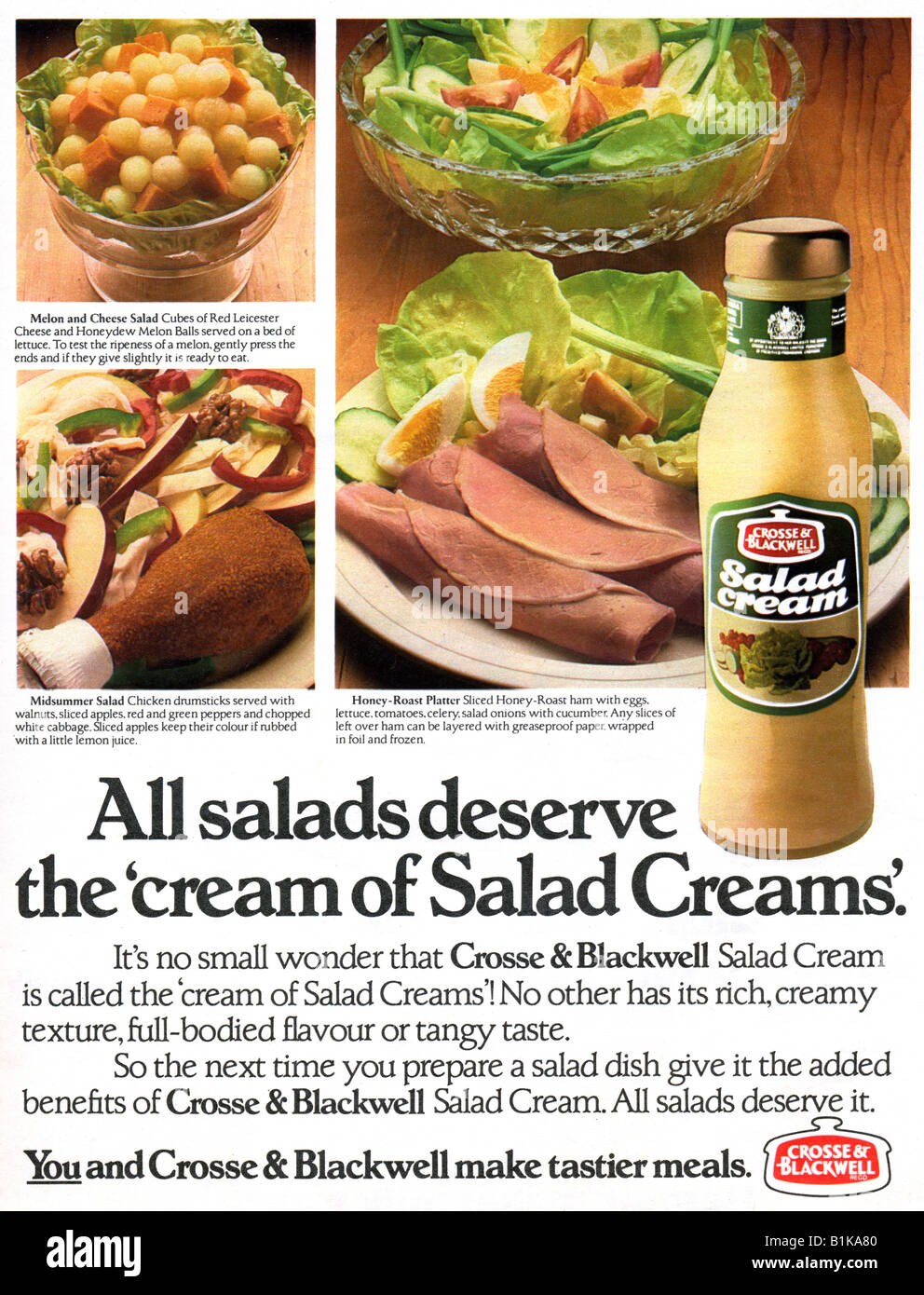 1980 advertisement for Crosse & Blackwell Salad Cream FOR EDITORIAL USE ONLY Stock Photo