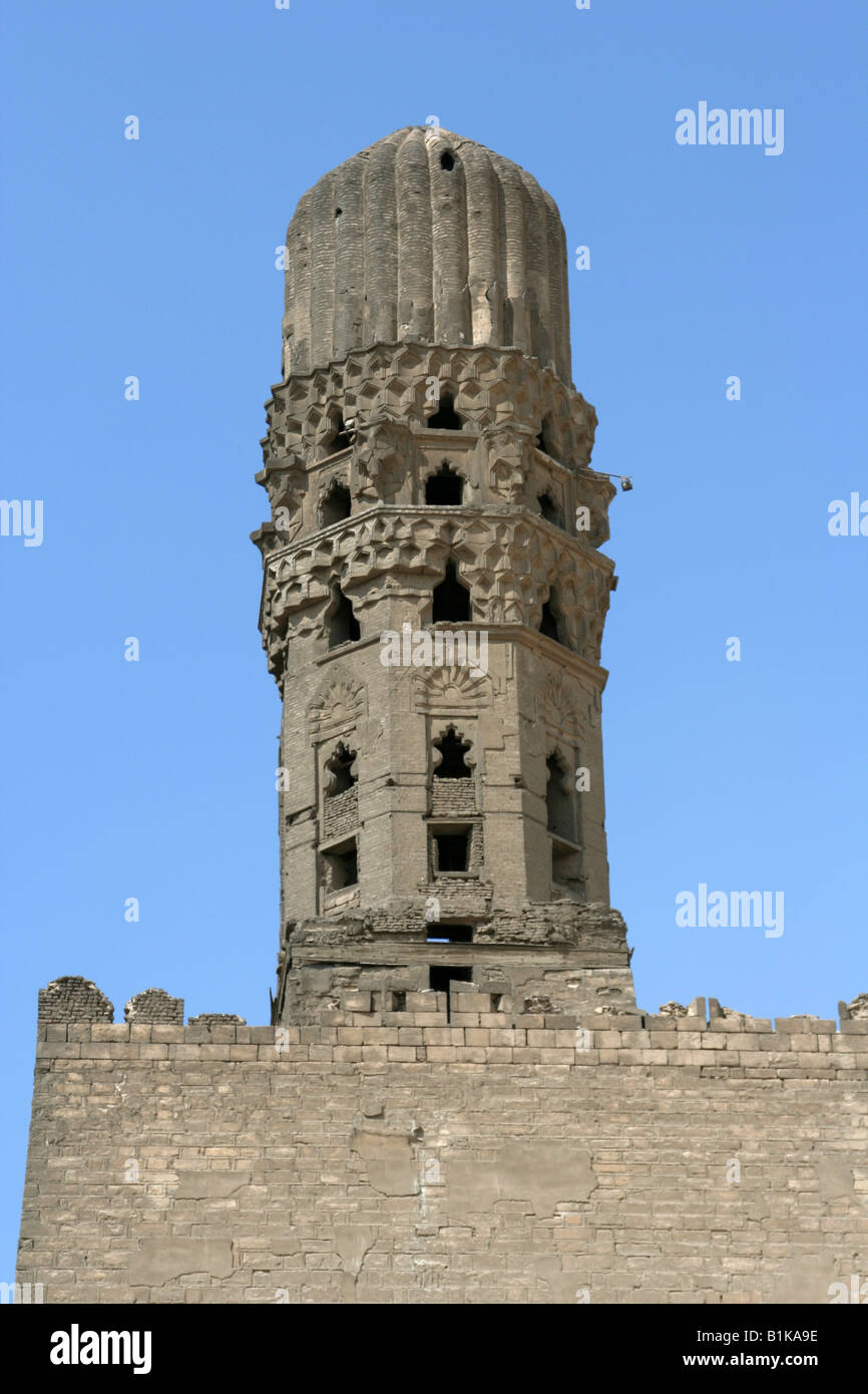 Minaret of Al-hakim Mosque, Cairo, Egypt Stock Photo