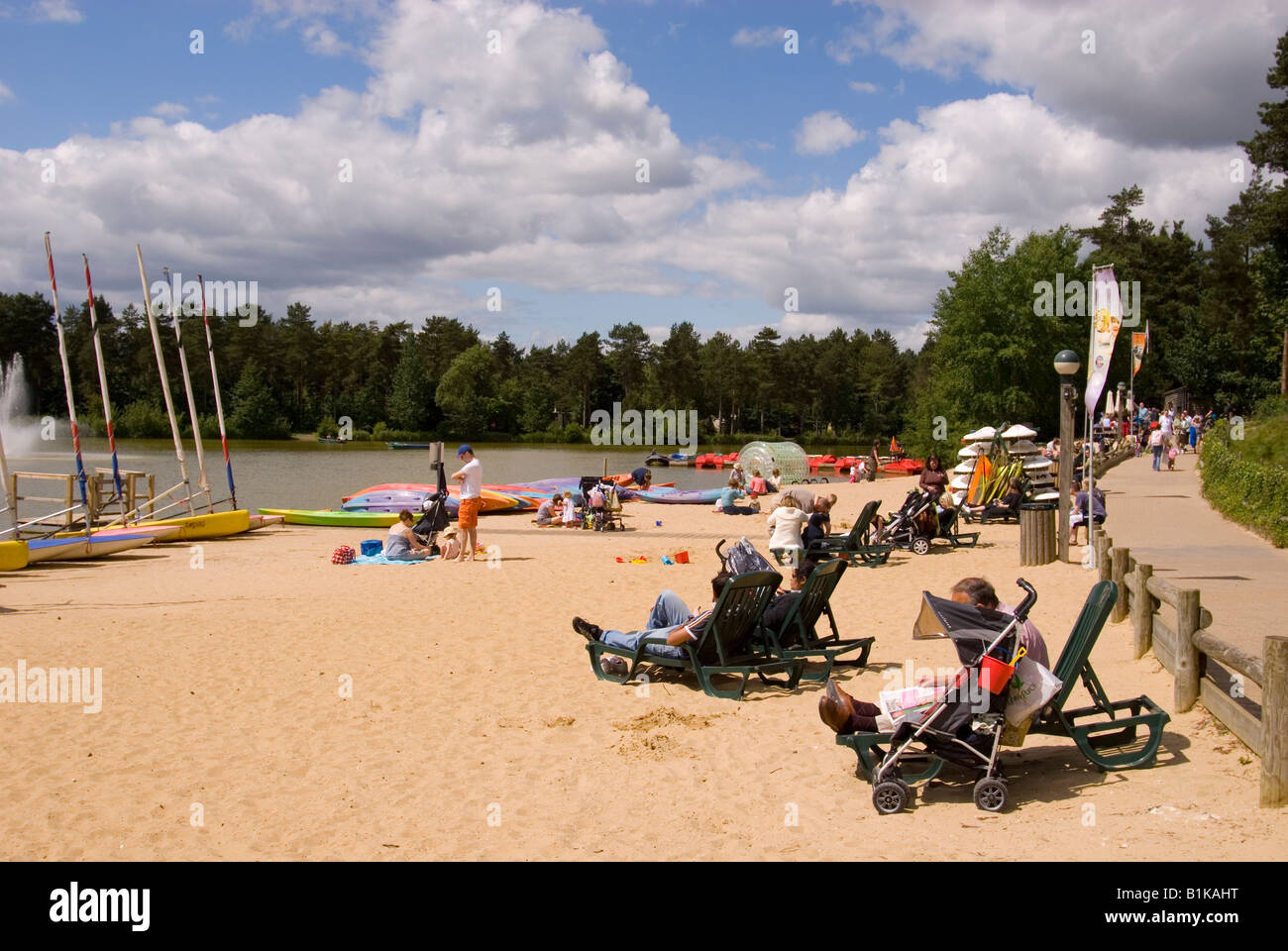 People On Holiday At Center Parcs at Elveden near Thetford,Uk Stock