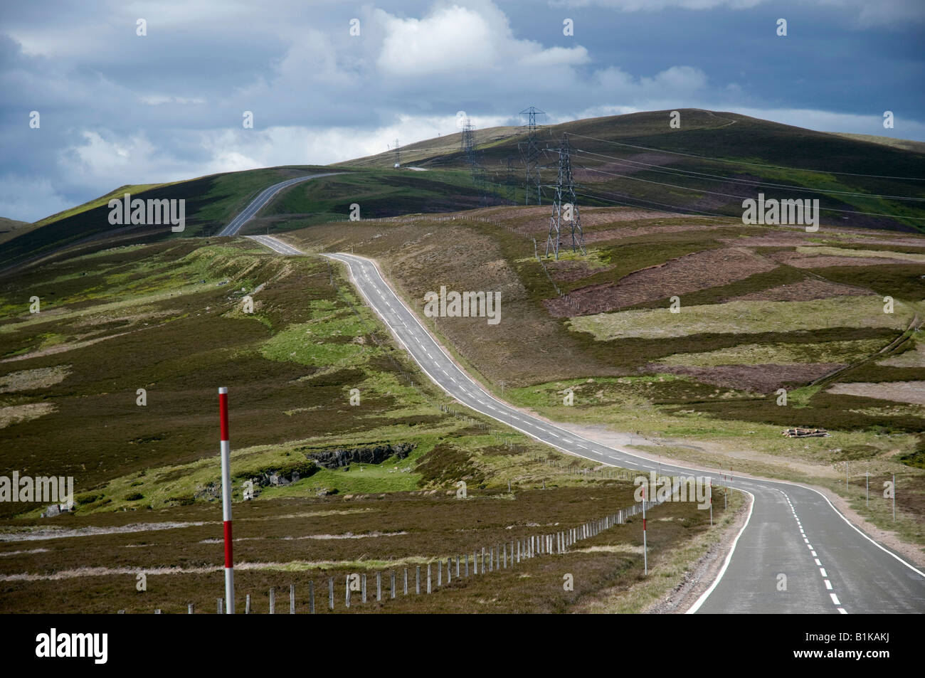 Drivers view, of the famous road from Cockbridge to Tomintoul, Aberdeenshire, North East Scotland Stock Photo