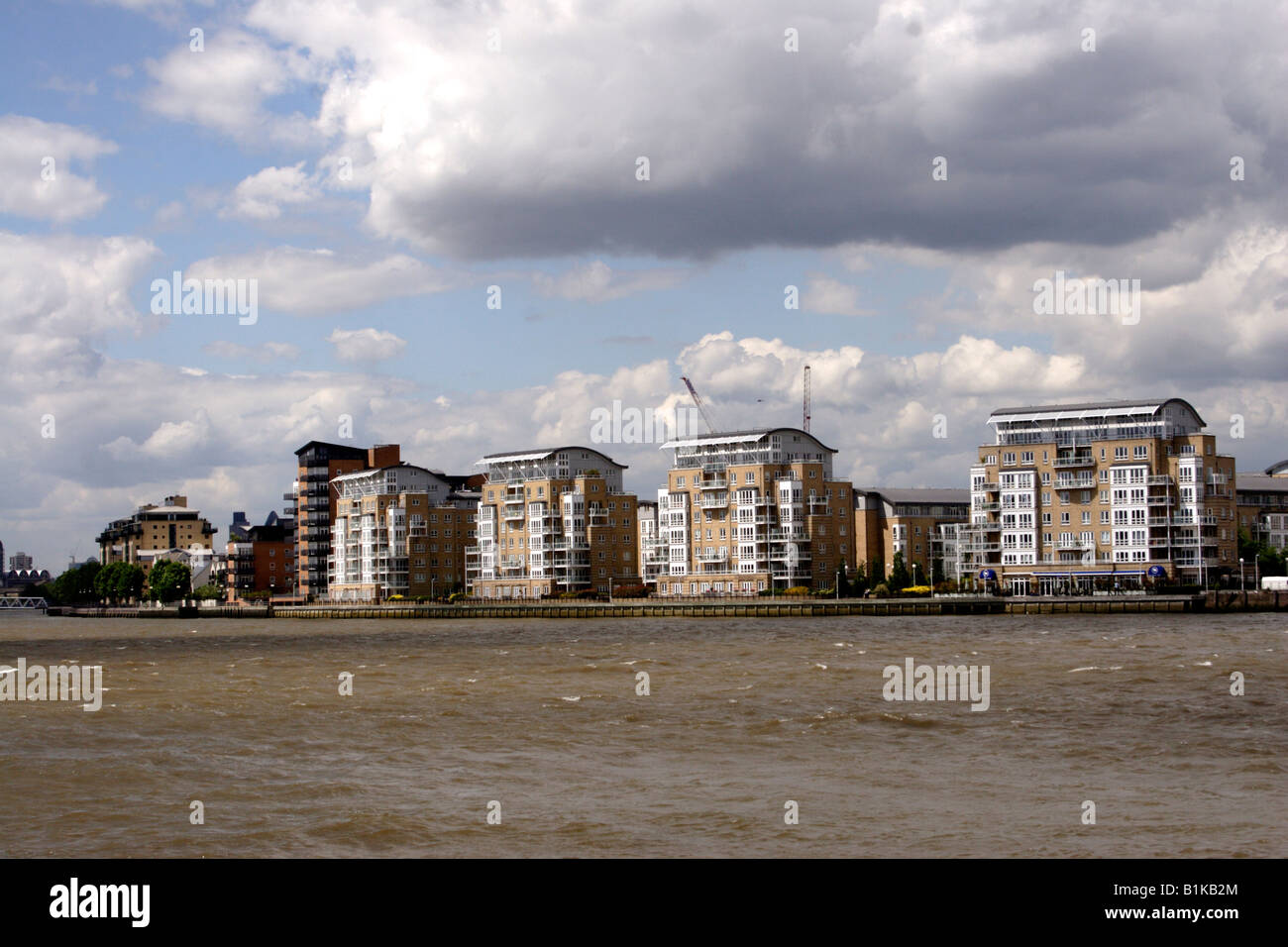 Luxury apartments Docklands viewed from Greenwich London June 2008 Stock Photo