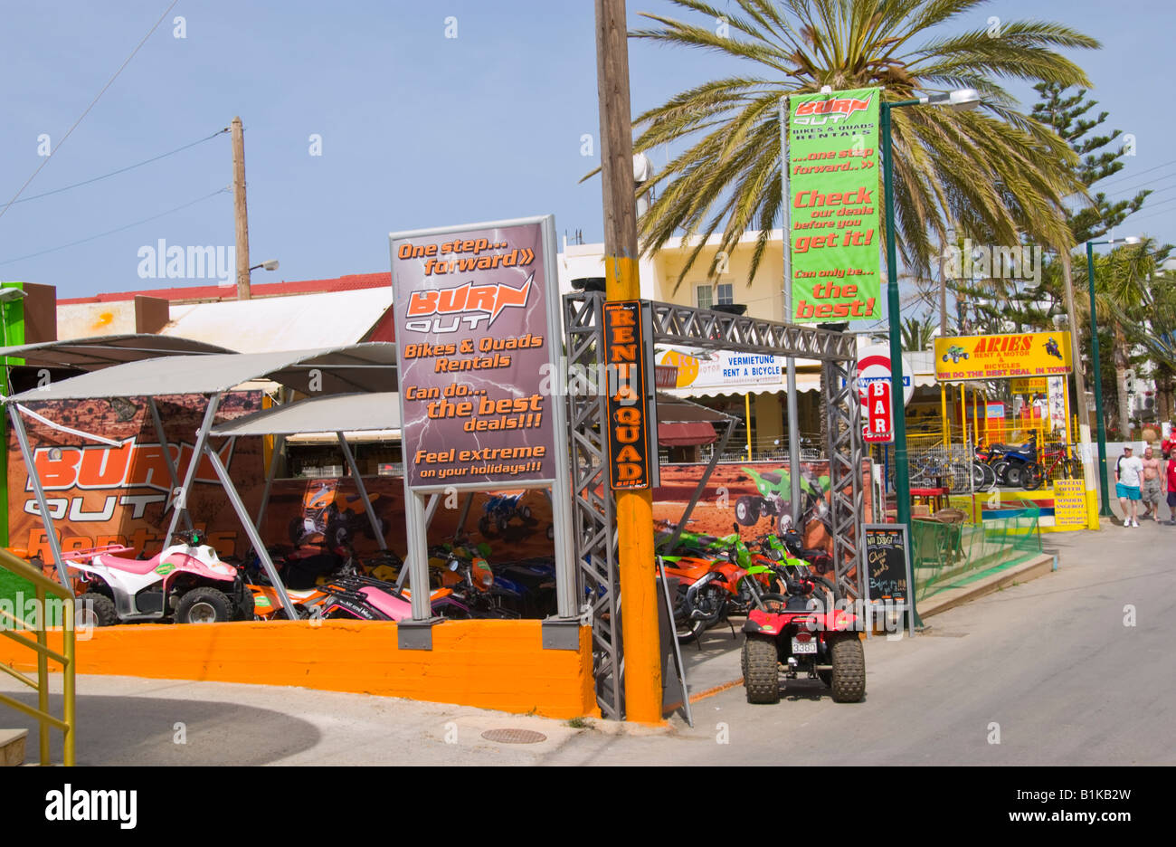 Scooter bike hire shop business crete hires stock photography and