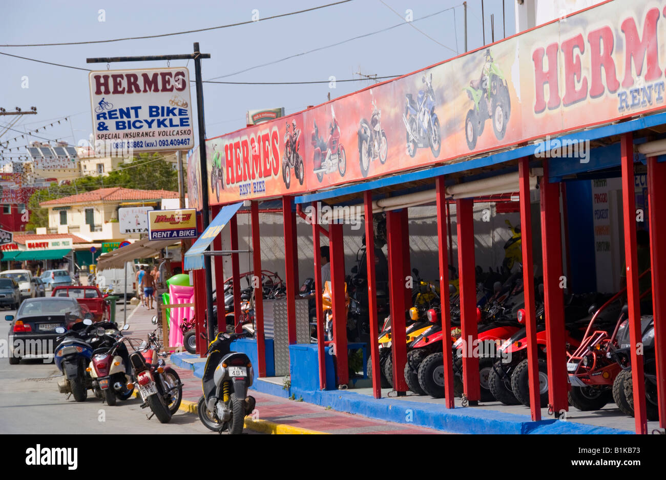 Scooter bike hire shop business crete hires stock photography and
