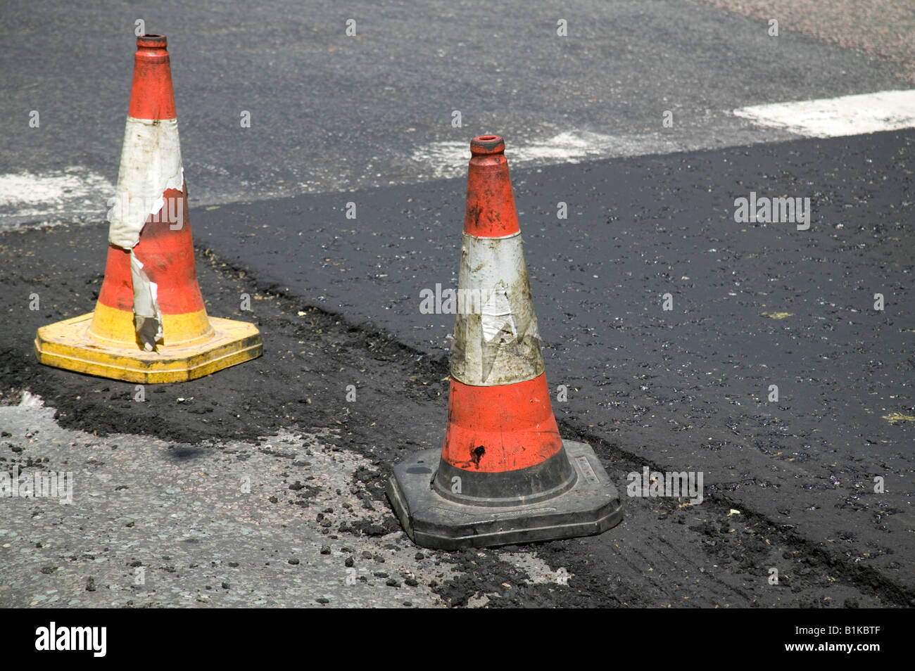 Two Traffic Cones in a Street Stock Photo Alamy