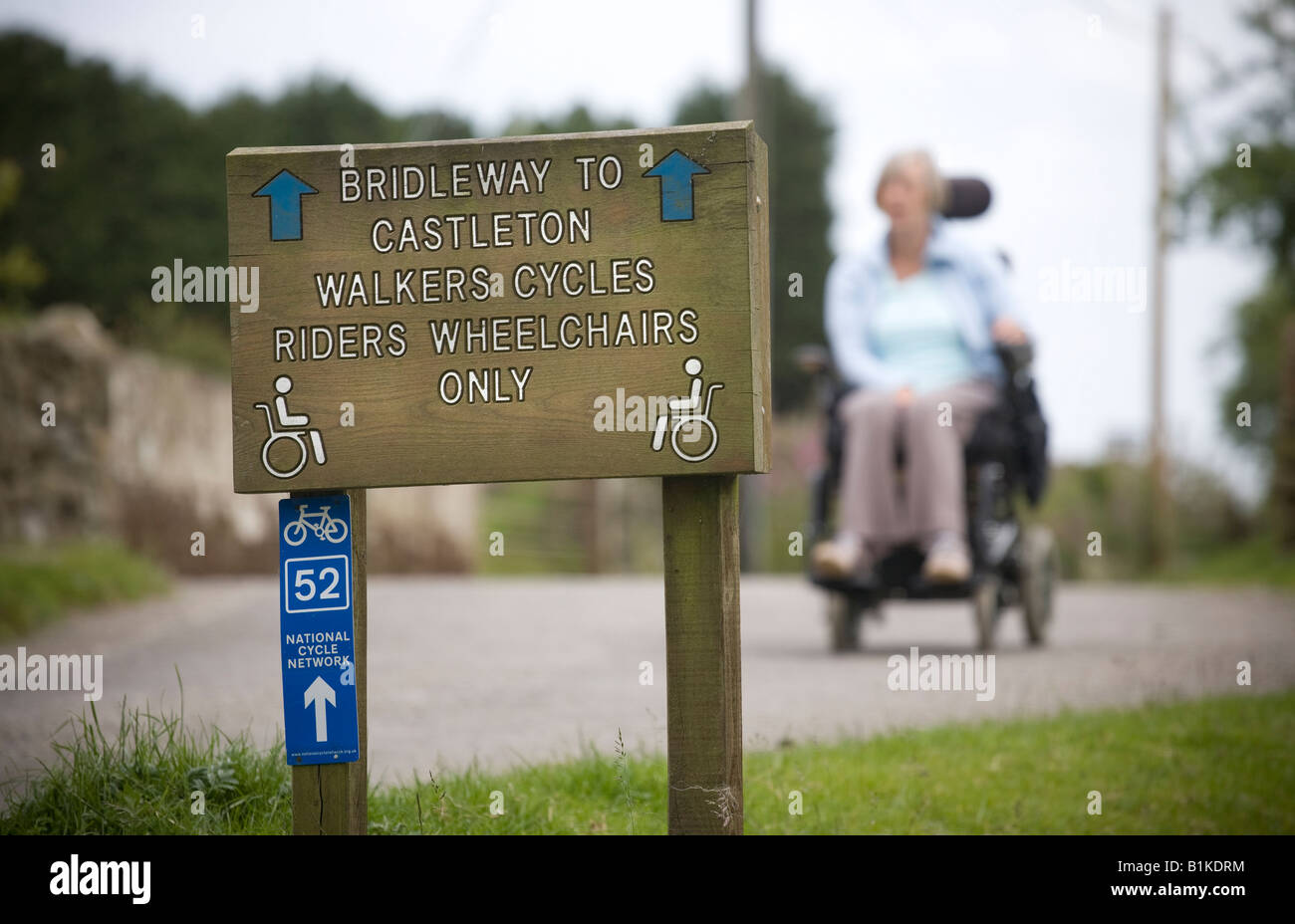A sign showing wheelchair access along a country track North Yorkshire