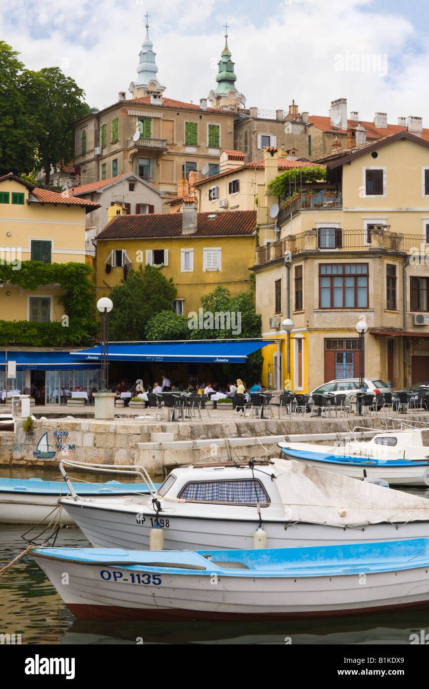 Volosko Istria Croatia Moored boats in picturesque old fishing village on Kvarner Gulf coast Stock Photo