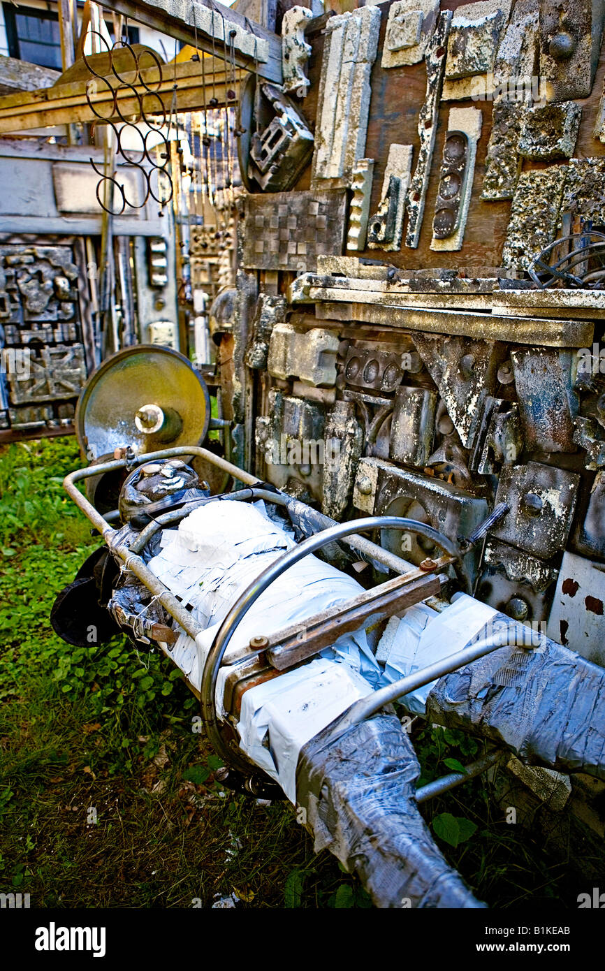 Stock photo of the sculpure garden inside the home of Richard Terry the artist and owner of the RichArt Ruins in Centralia WA Stock Photo
