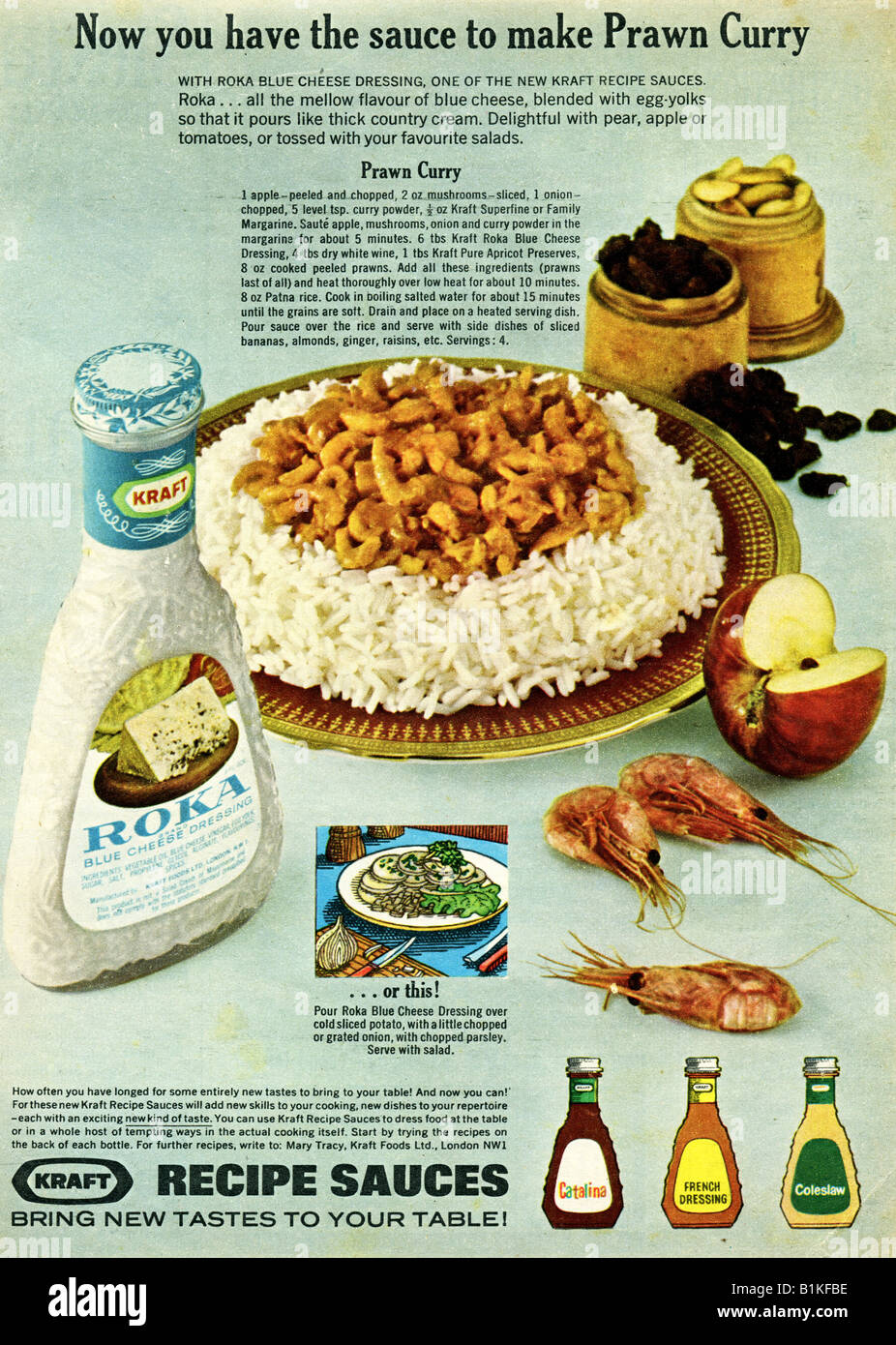 1965 Magazine Advertisement for Kraft Foods Recipe Sauces FOR EDITORIAL USE ONLY Stock Photo