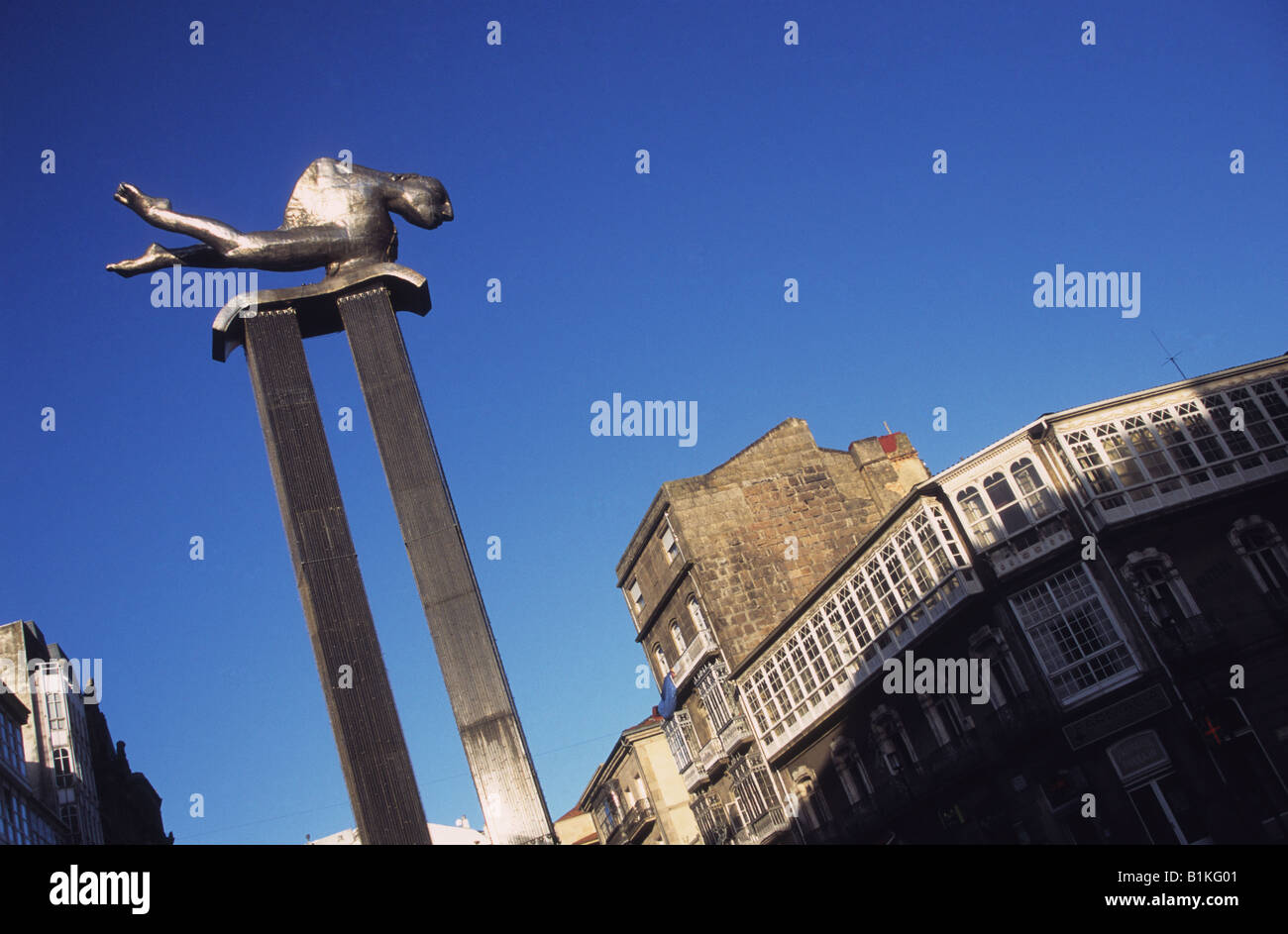 El Sireno Merman sculpture by  Galician artist Francisco Leiro, Porta do Sol, Vigo, Galicia, Spain Stock Photo