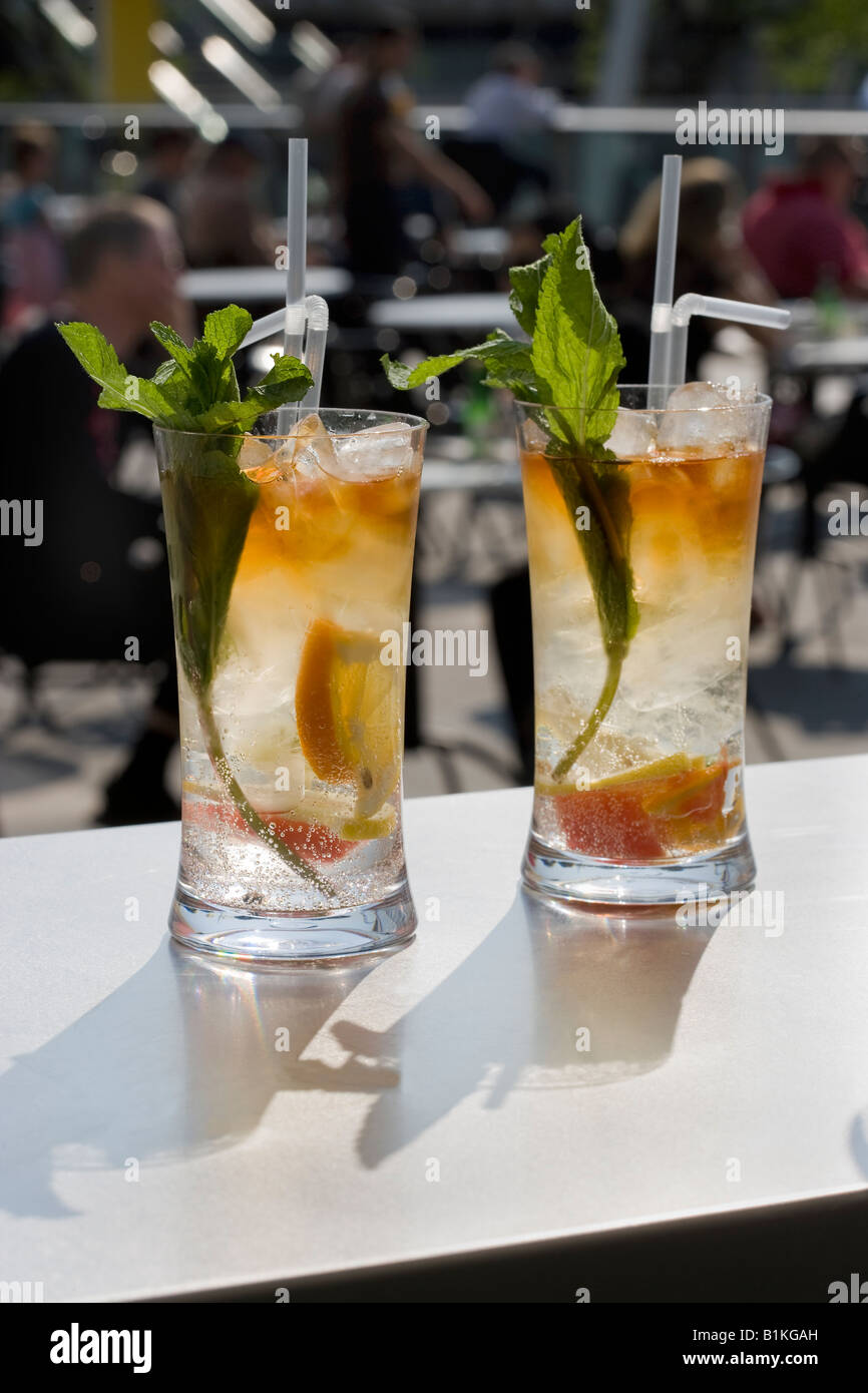 Two Summer Cocktails on counter Central Bar Terrace Royal Festival Hall