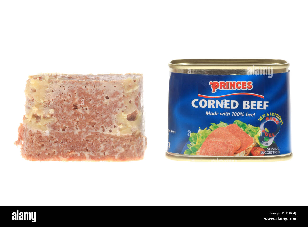 Tinned Princes Corned Beef Isolated Against A White Background With No