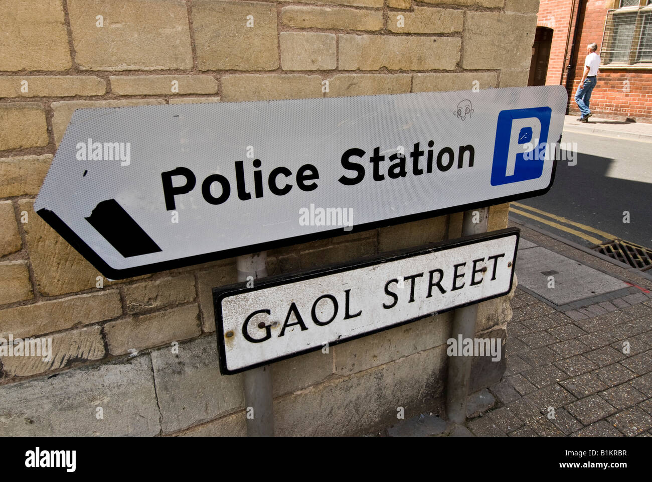 Gaol Street and Police Station Signs Stock Photo